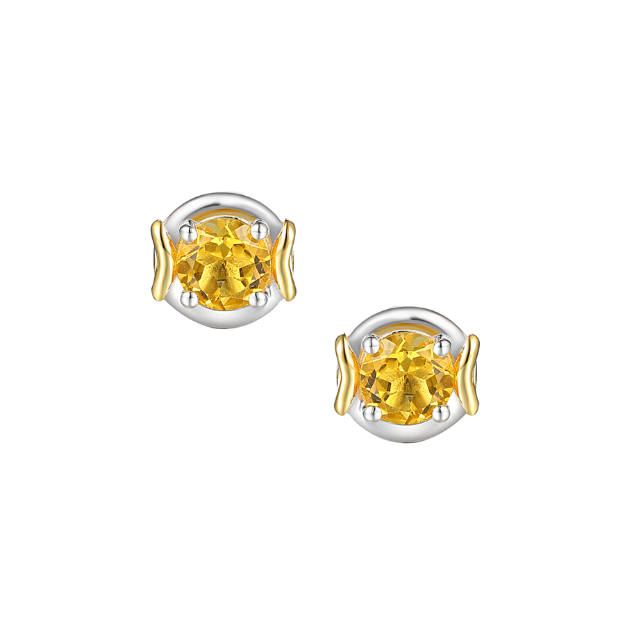 Silver & Citrine November Compass Earrings by Amore