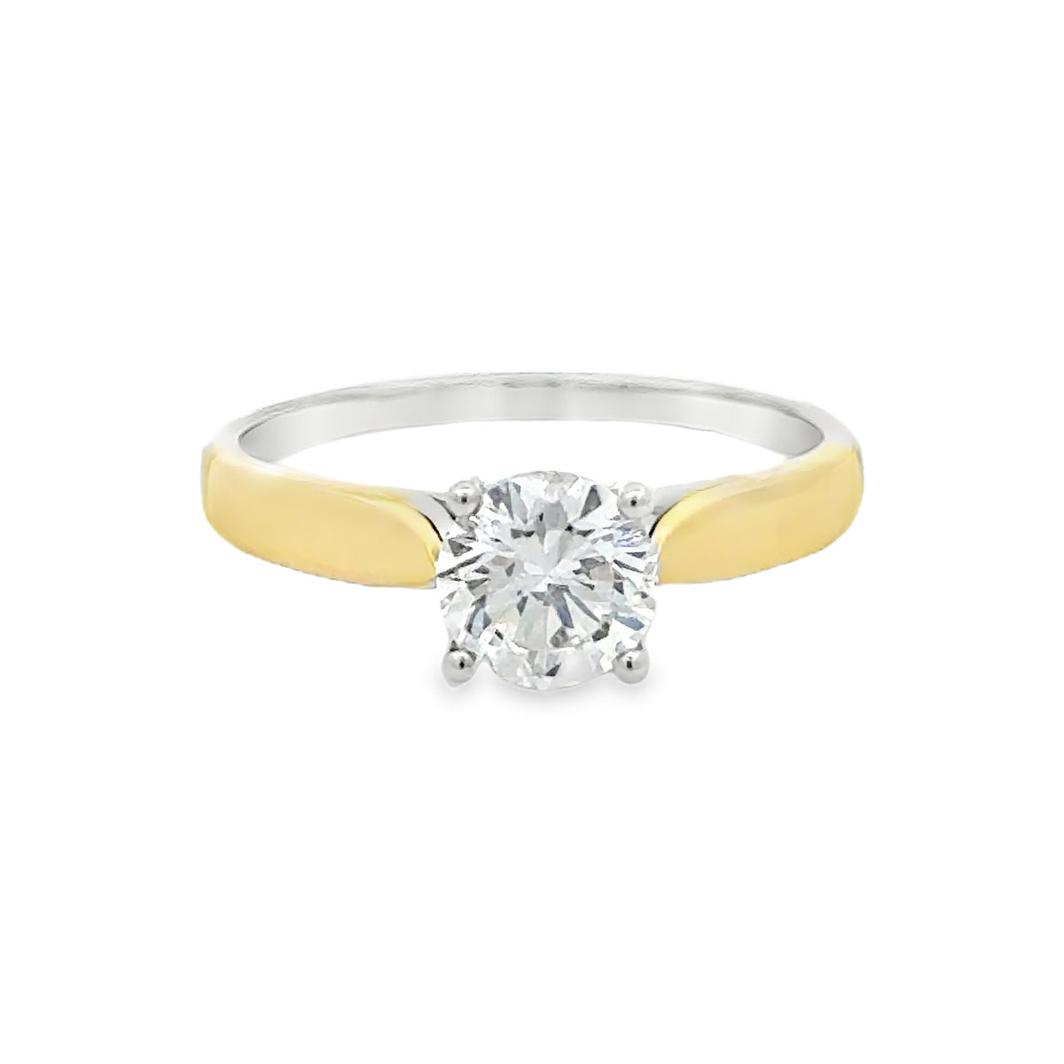 Lab Grown Diamond Brilliant Cut 1.00ct Solitaire Ring Sterling Silver & 9ct Gold