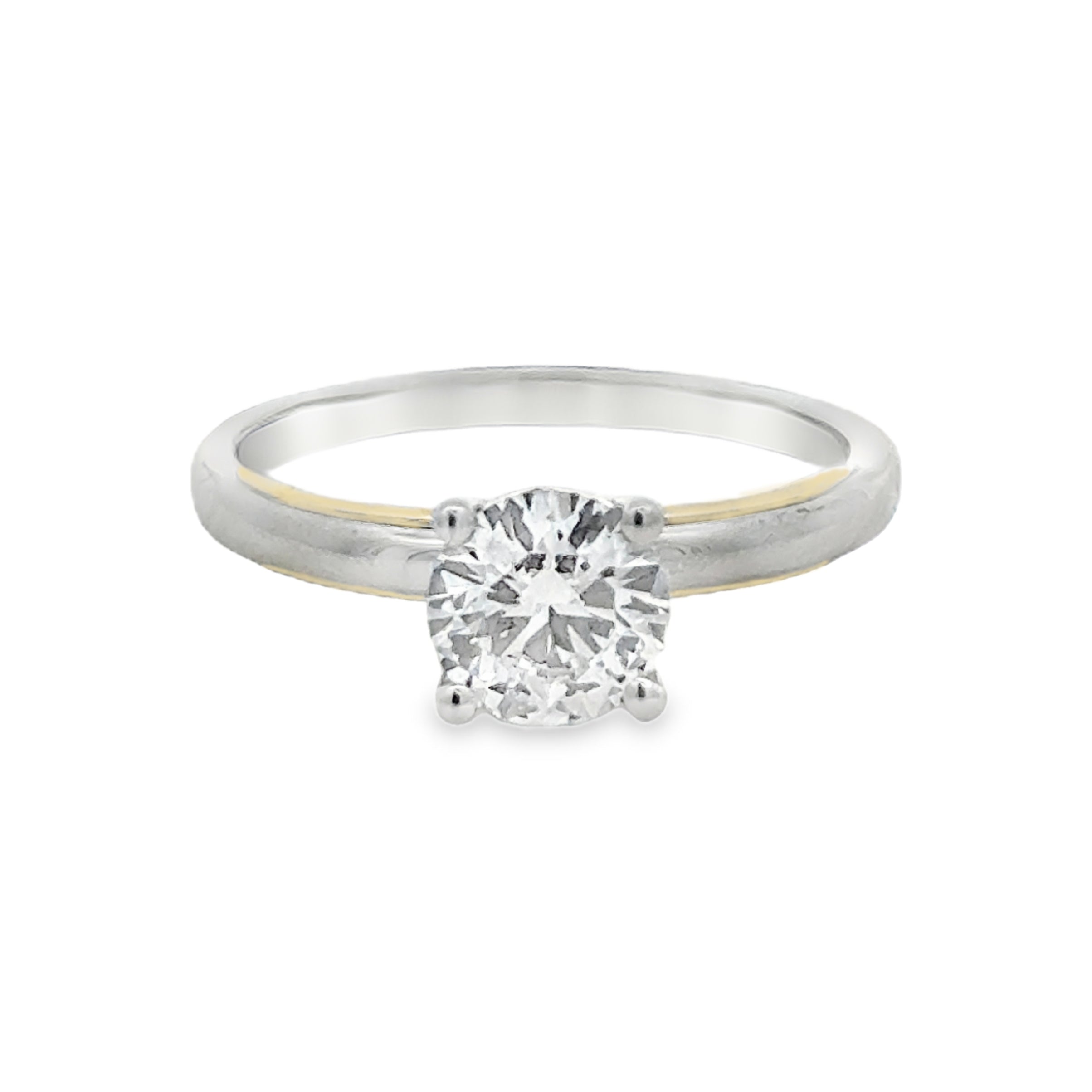 Lab Grown Diamond Brilliant Cut 1.00ct Solitaire Ring Sterling Silver & 9ct Gold