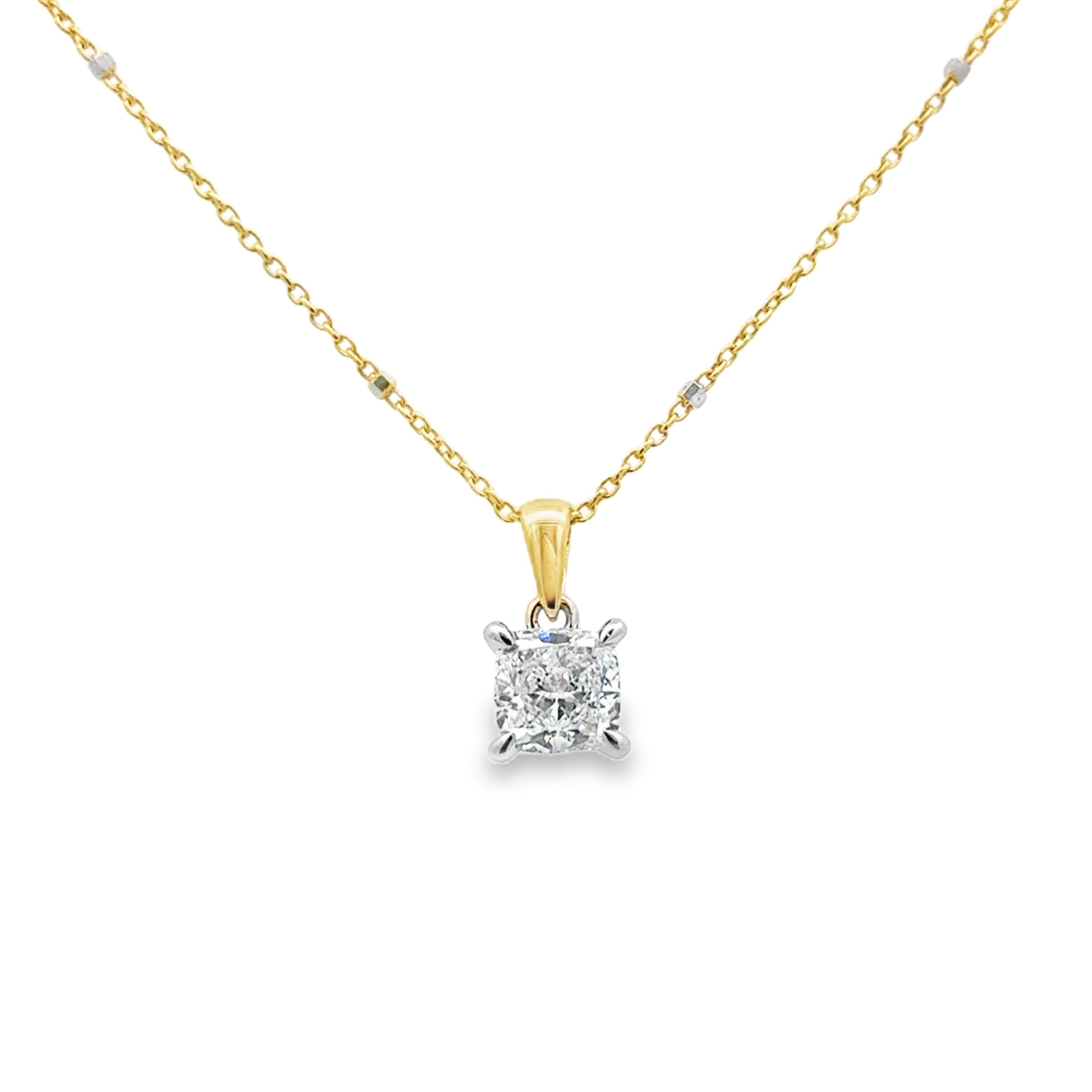 Lab Grown Cushion Cut Diamond Necklace 9ct Gold
