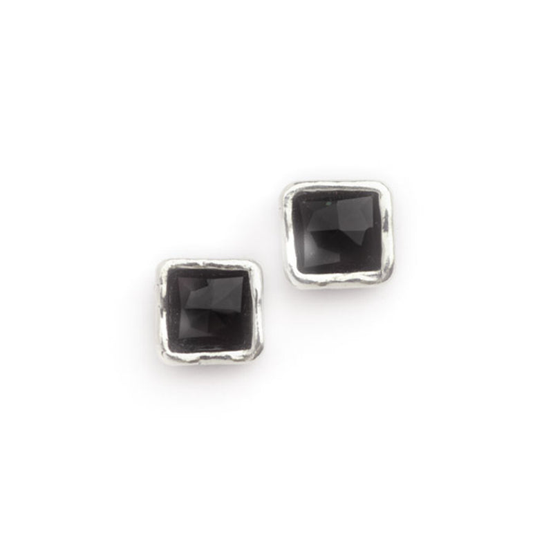 Aviv Silver Small Square Onyx Stud Earrings