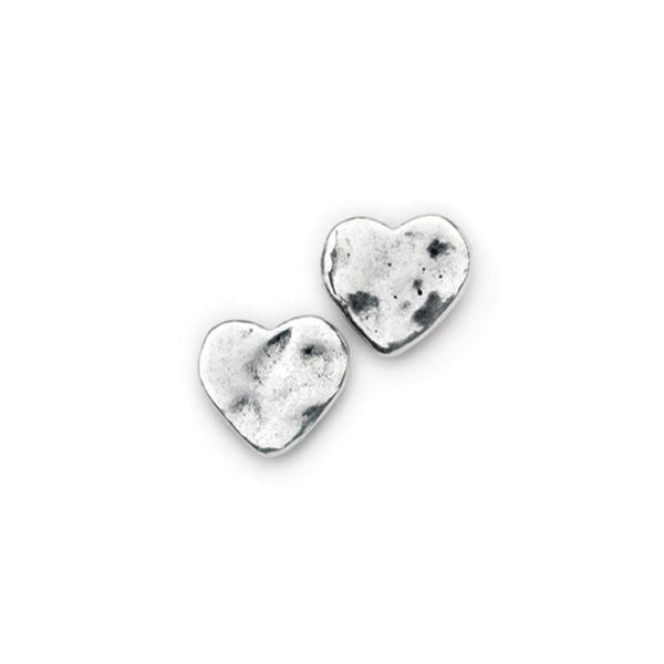 Aviv Silver Hammered Heart Stud Earrings