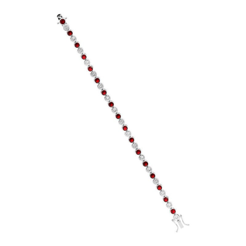 Silver Red & White CZ Tennis Bracelet