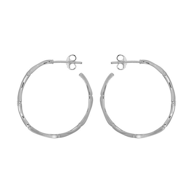 Sterling Silver 27mm ¾ Hoop Bamboo Style Earrings