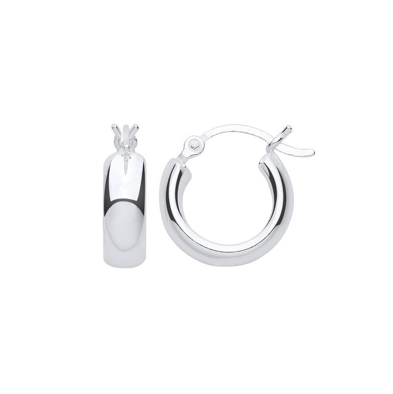 Sterling Silver 15mm Plain Wide Hoop Earrings