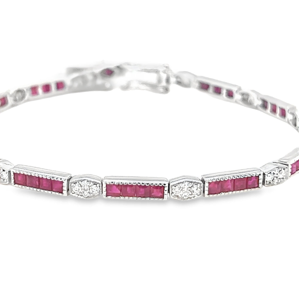 18ct White Gold Ruby & Diamond Bracelet 2