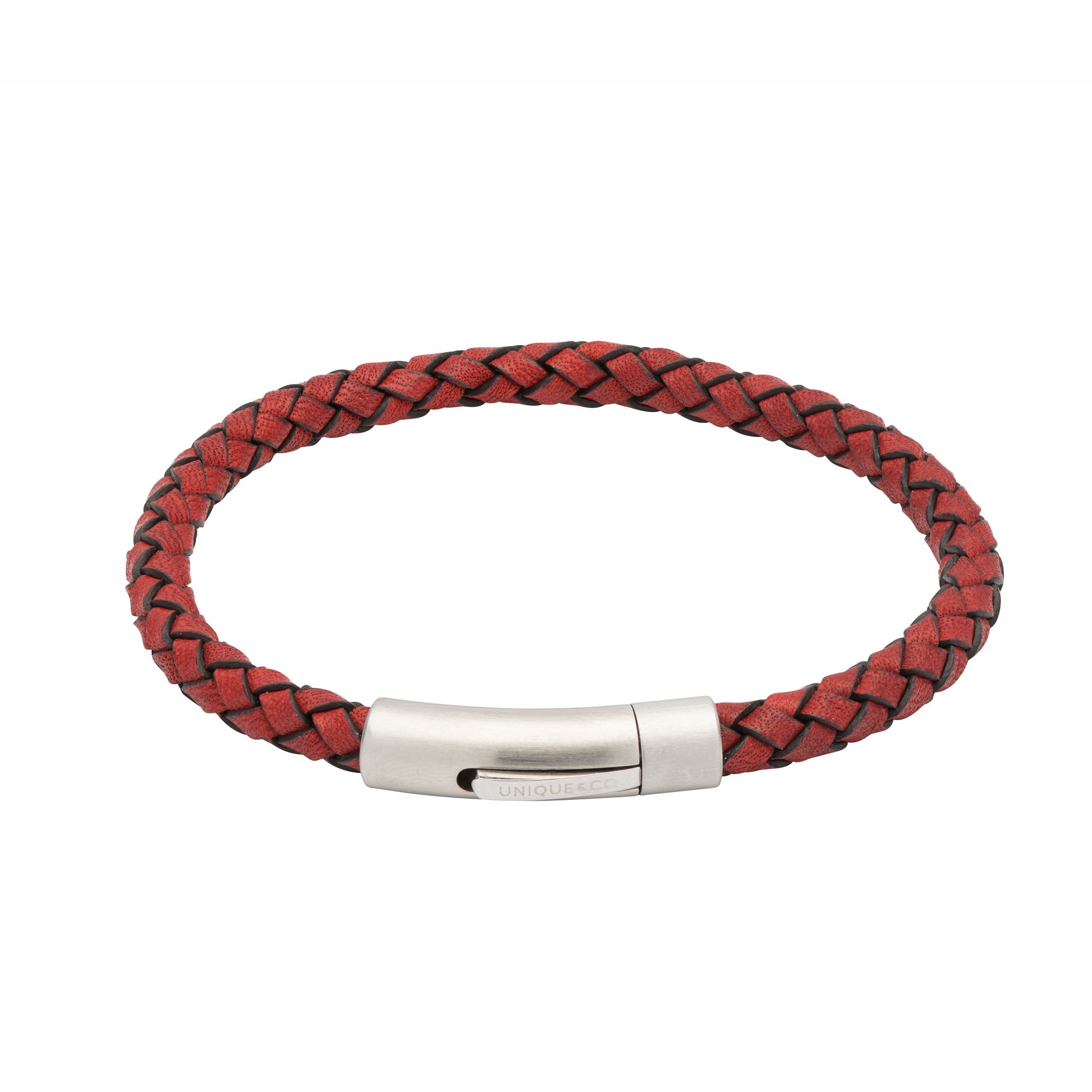Unique & Co Men's Antique Red Leather Bracelet B4700ARE