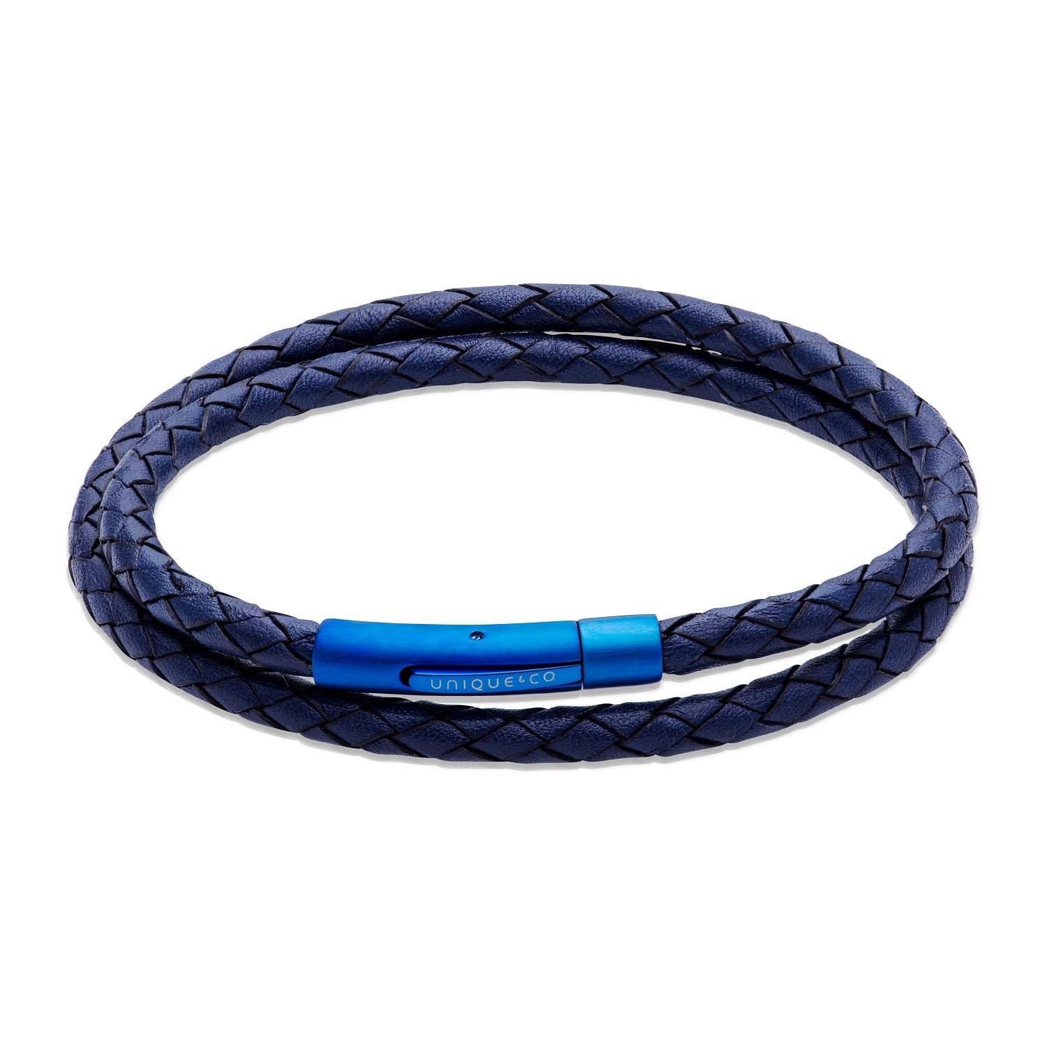 Unique & Co Men's Navy Blue Leather Bracelet B530NV