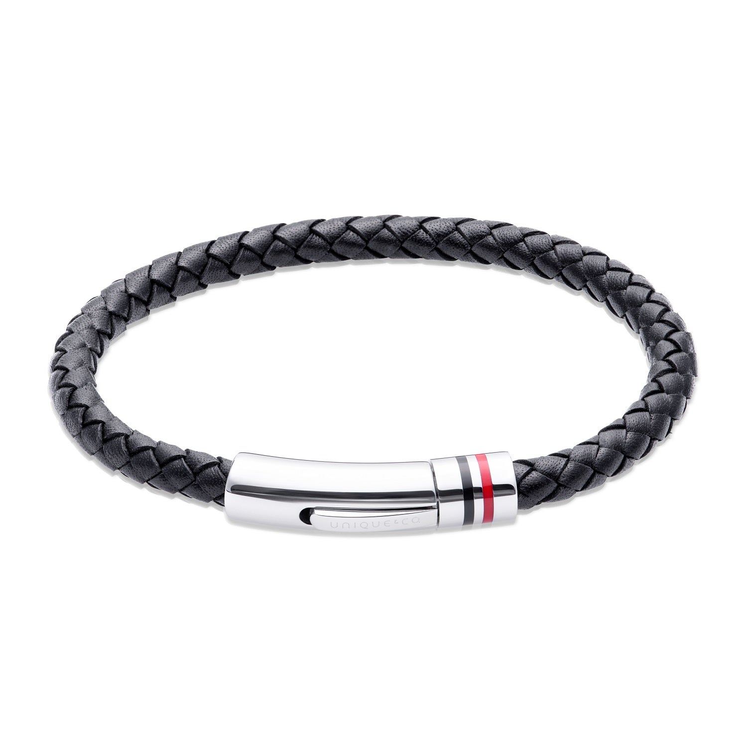 Unique & Co Men's Black Leather Bracelet B533BL