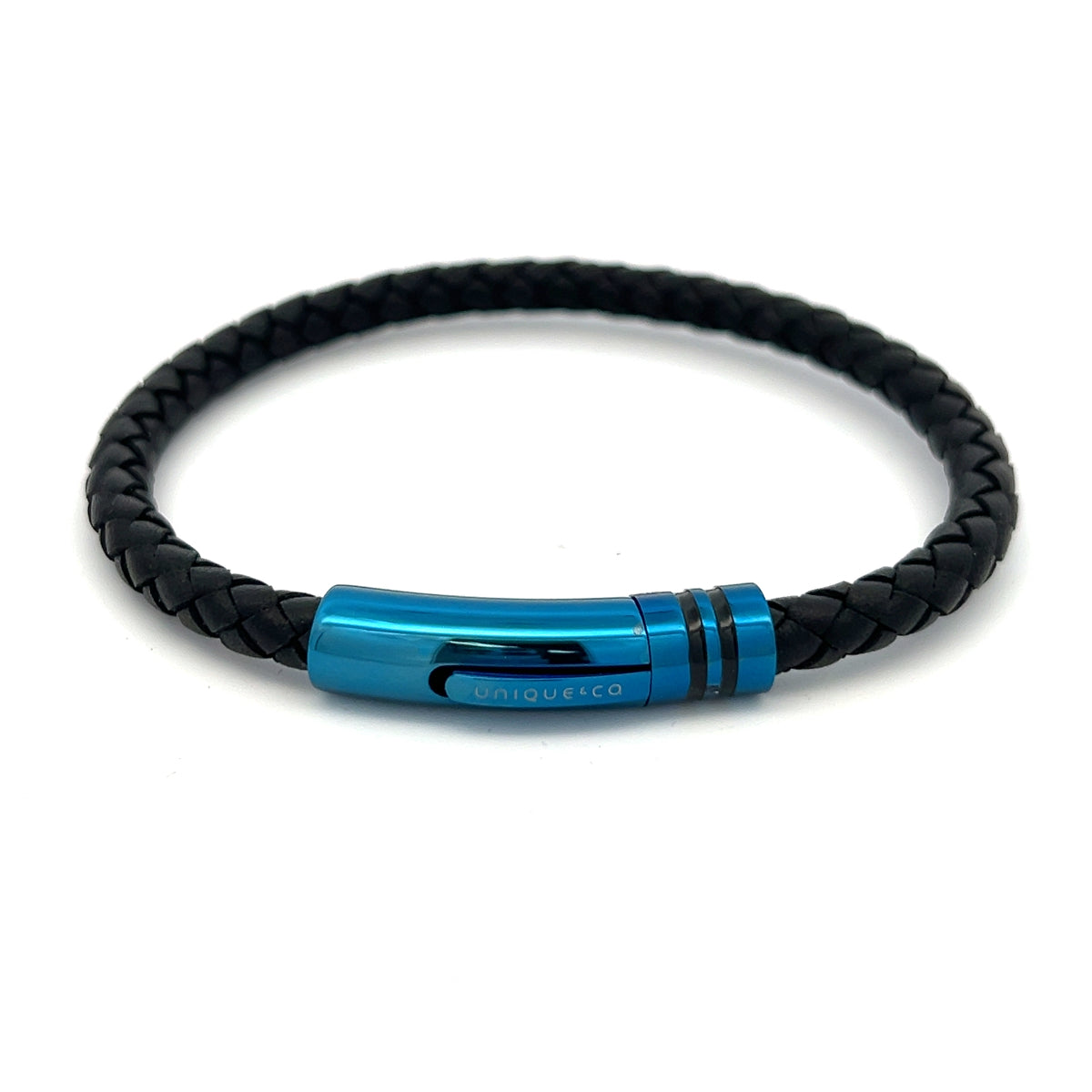 Unique & Co Men's Black Leather Bracelet B535BL
