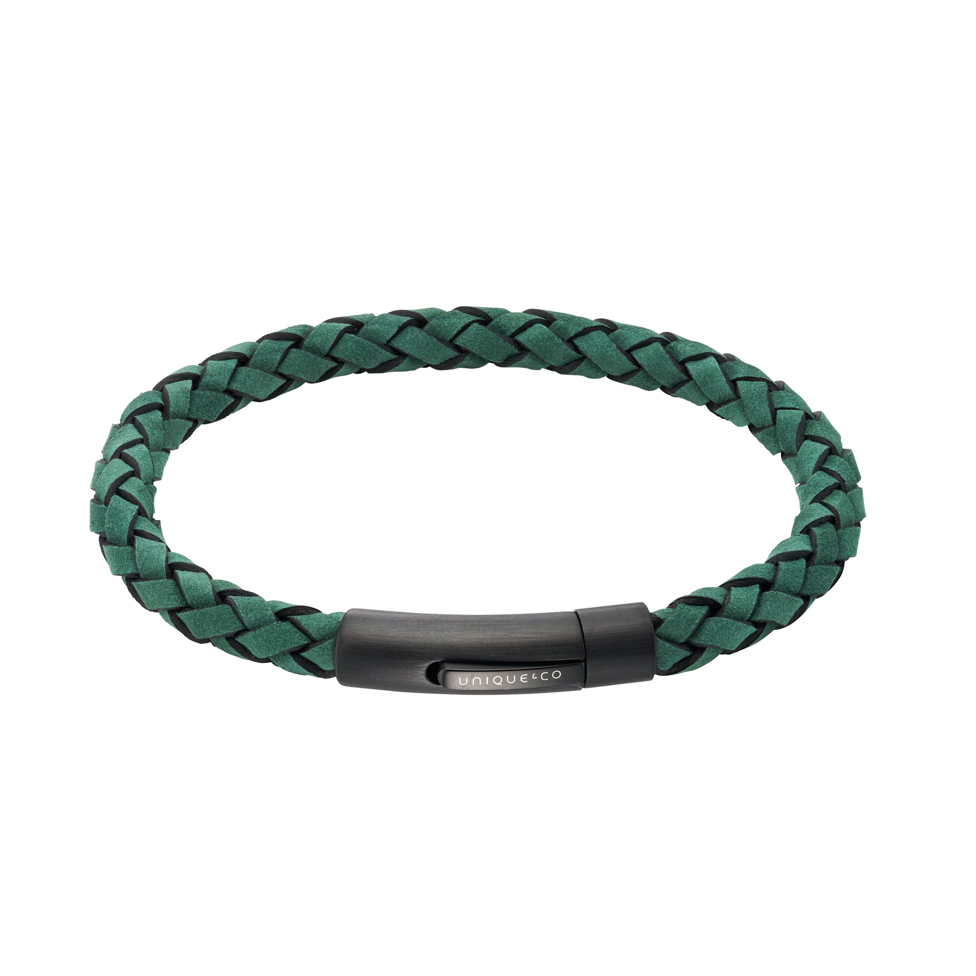 Unique & Co Men's Green Suede Leather Bracelet B568GS