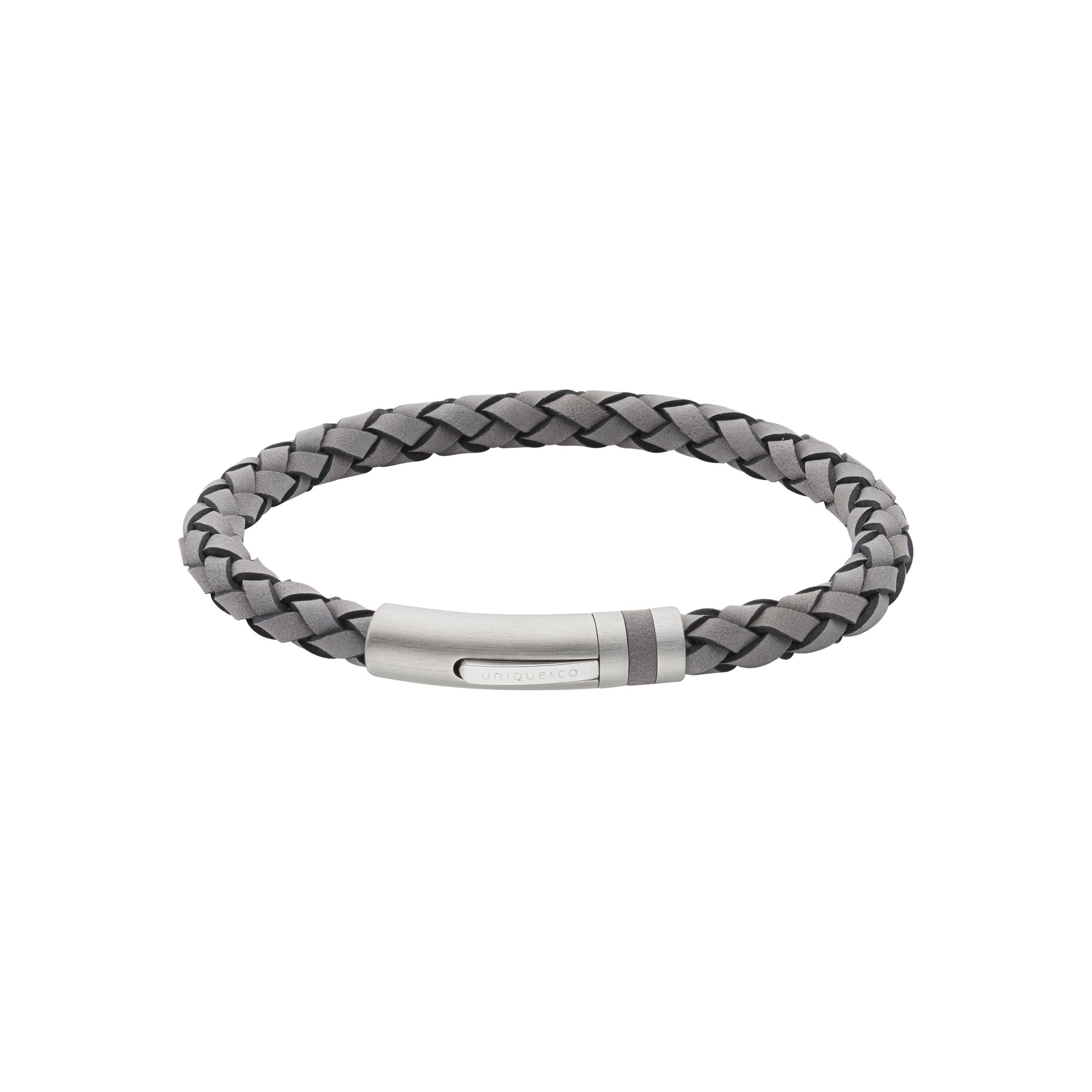 Unique & Co Men's Grey Leather Bracelet B572GR