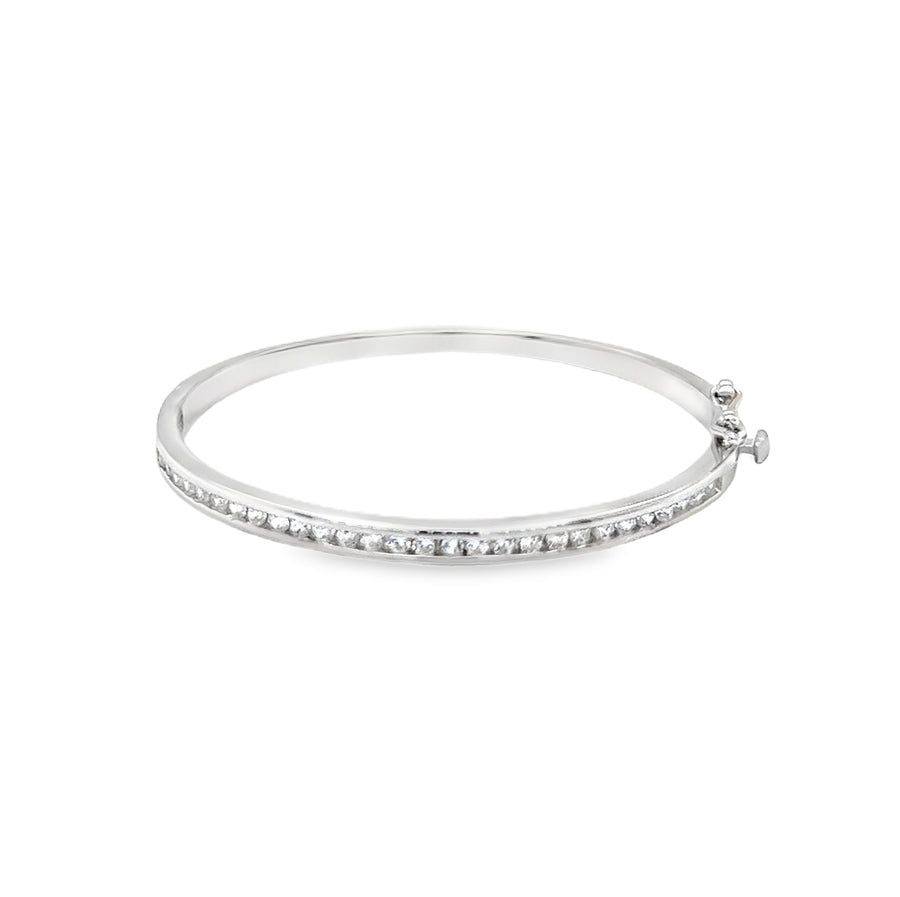 Sterling Silver Cubic Zirconia Childs Bangle