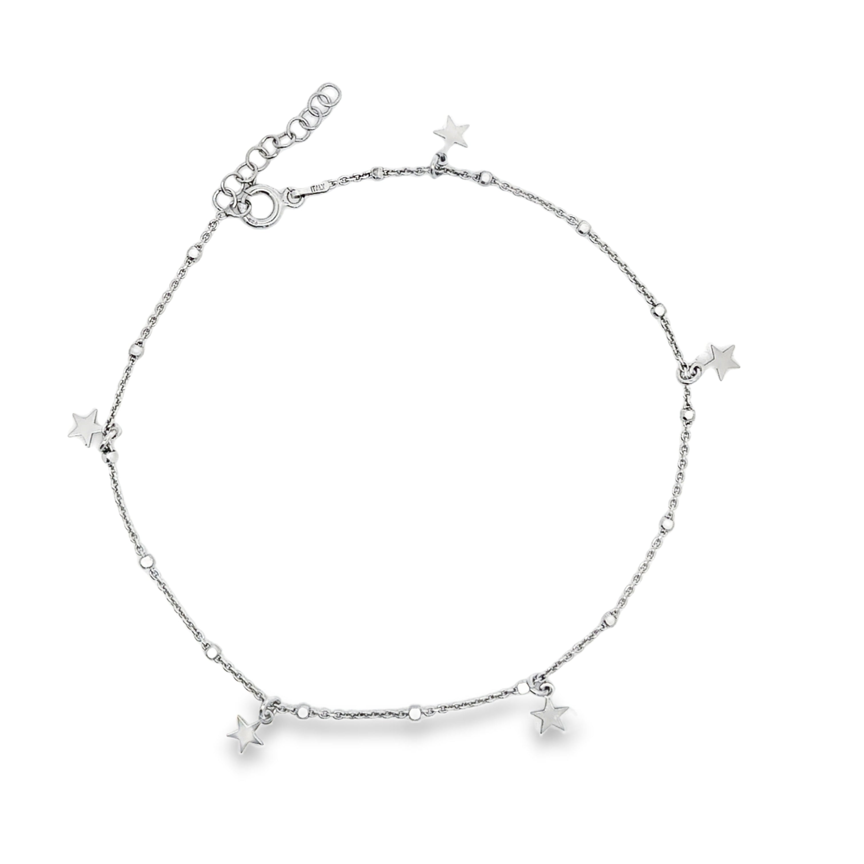 Sterling Silver Star Droplet Anklet