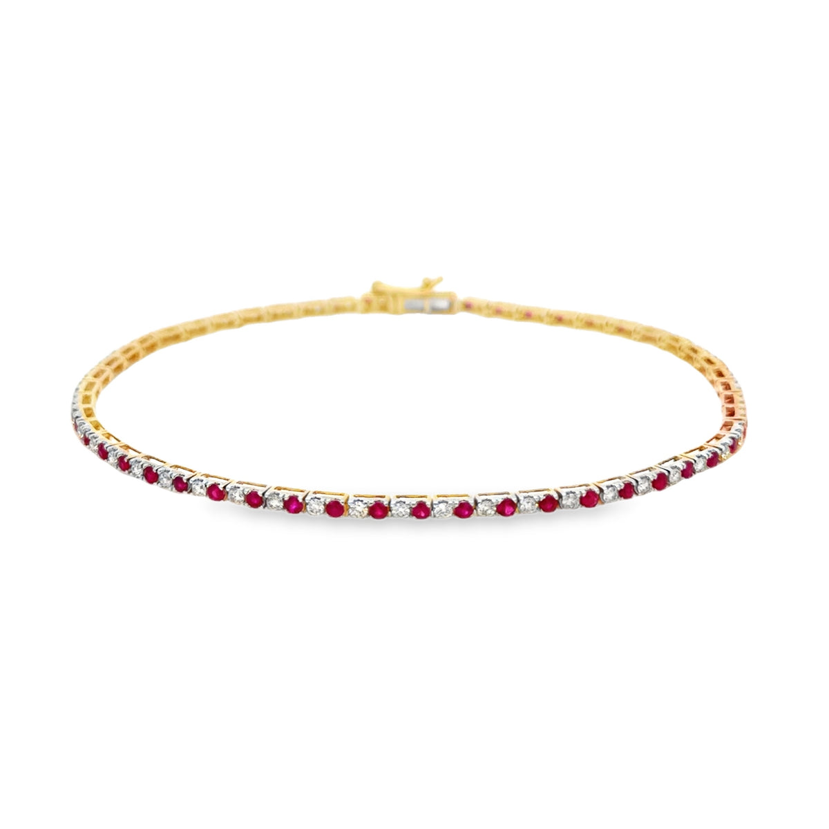 9ct Yellow Gold Ruby & Diamond Tennis Bracelet