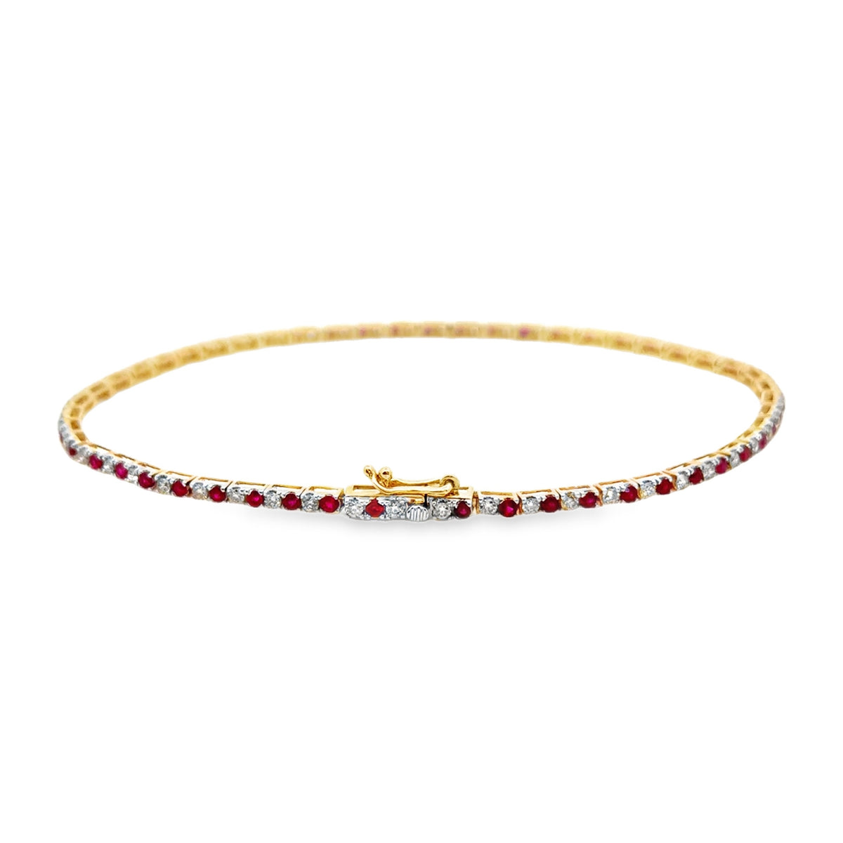 9ct Yellow Gold Ruby & Diamond Tennis Bracelet CLASP