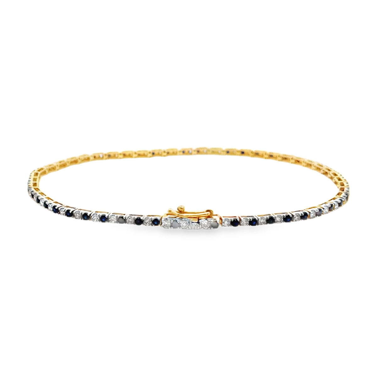 9ct Yellow Gold Sapphire & Diamond Tennis Bracelet clasp