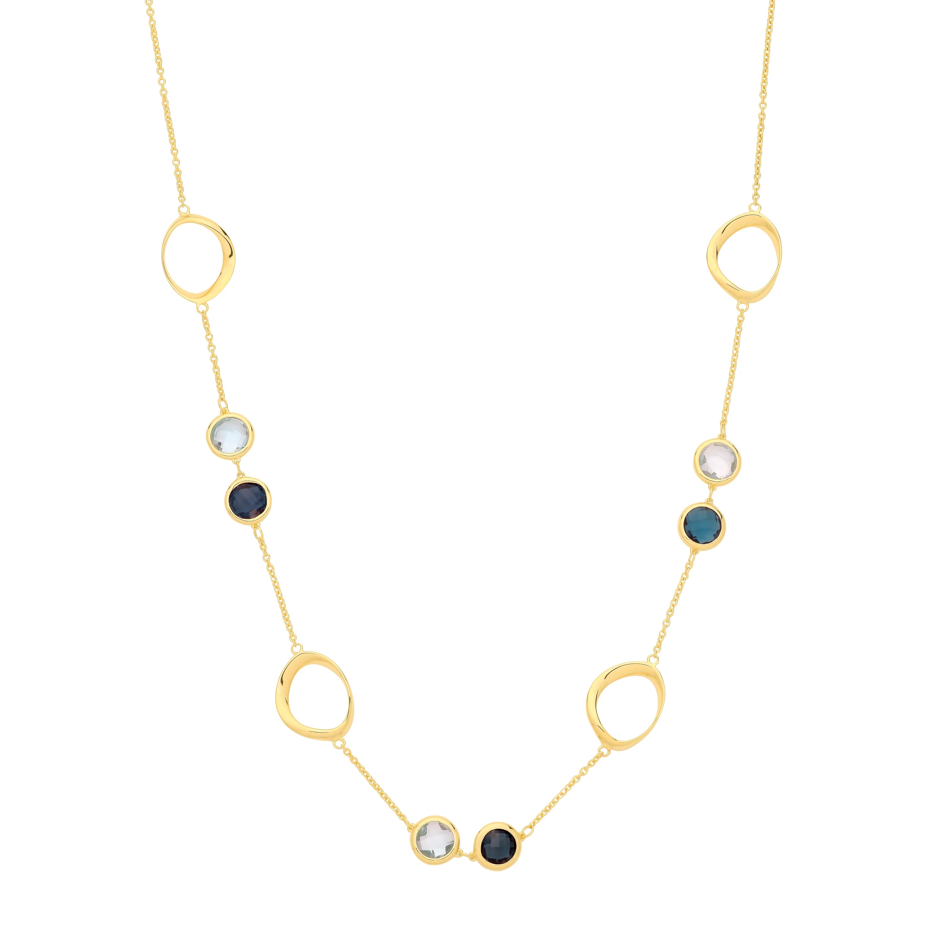 9ct Gold Blue Topaz Circle Necklace