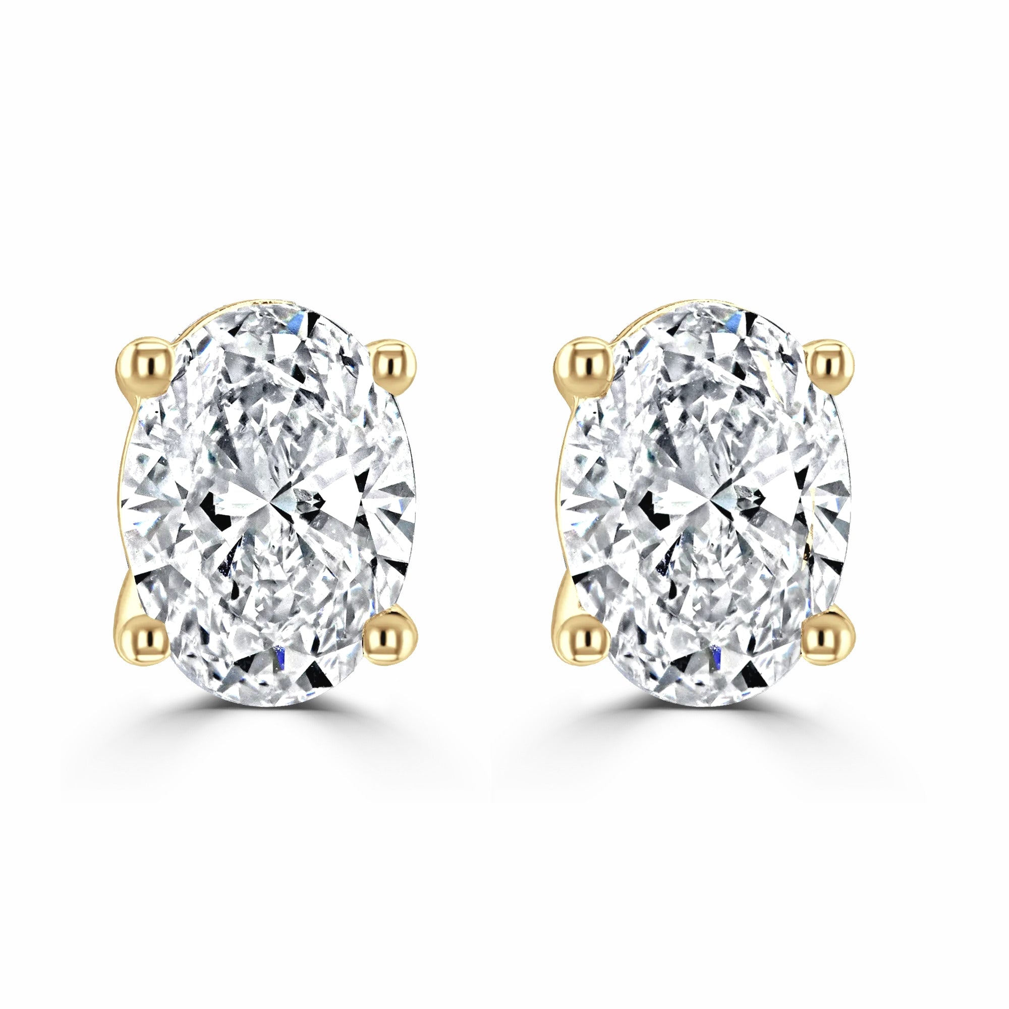 Lab Grown 2.00ct Oval Diamond Solitaire Earrings 9ct Gold