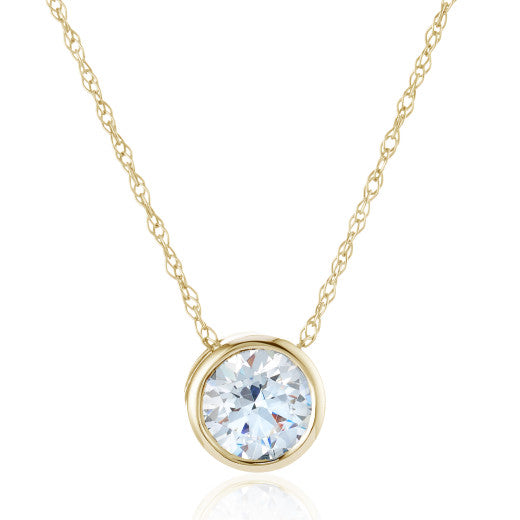 9ct Yellow Gold Cubic Zirconia Hidden Heart Pendant Necklace