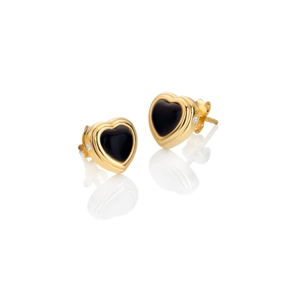 Hot Diamonds X Jac Jossa Onyx Heart Stud Earrings DE788 side