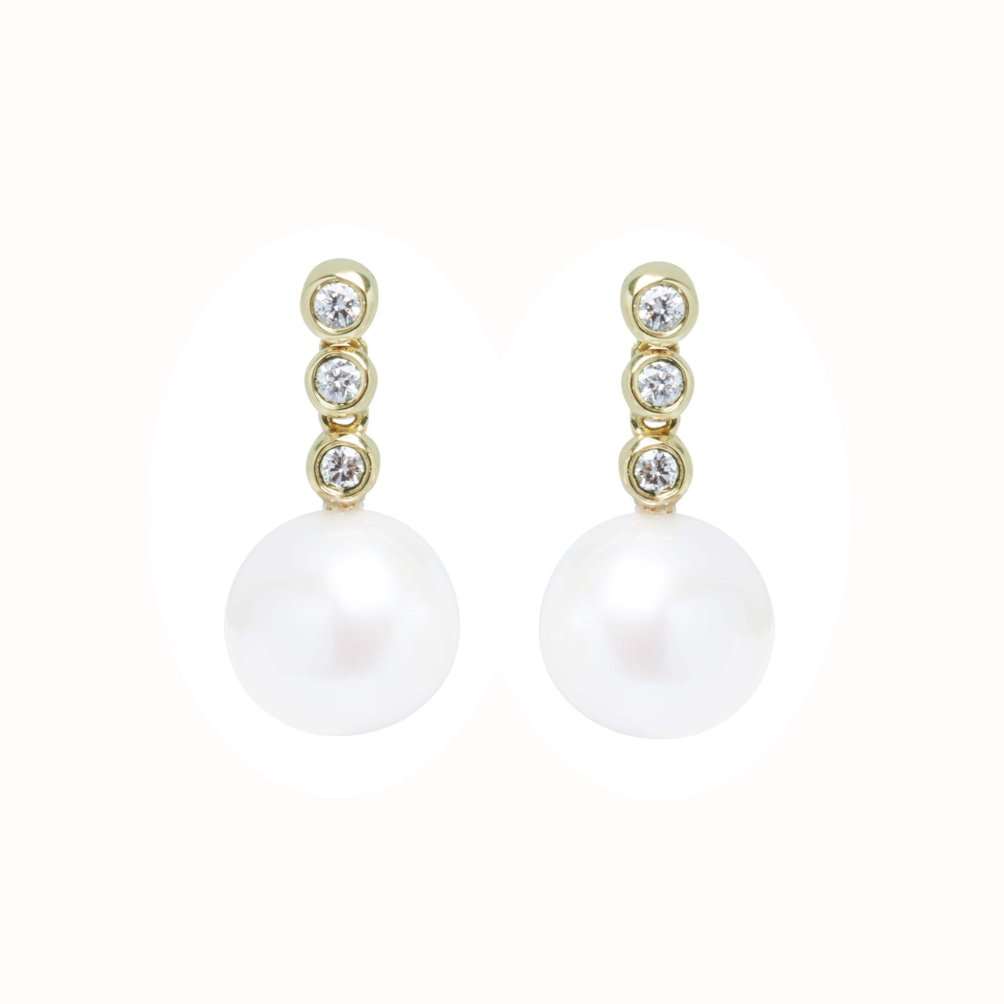 18ct Gold Pearl & Diamond Drop Earrings
