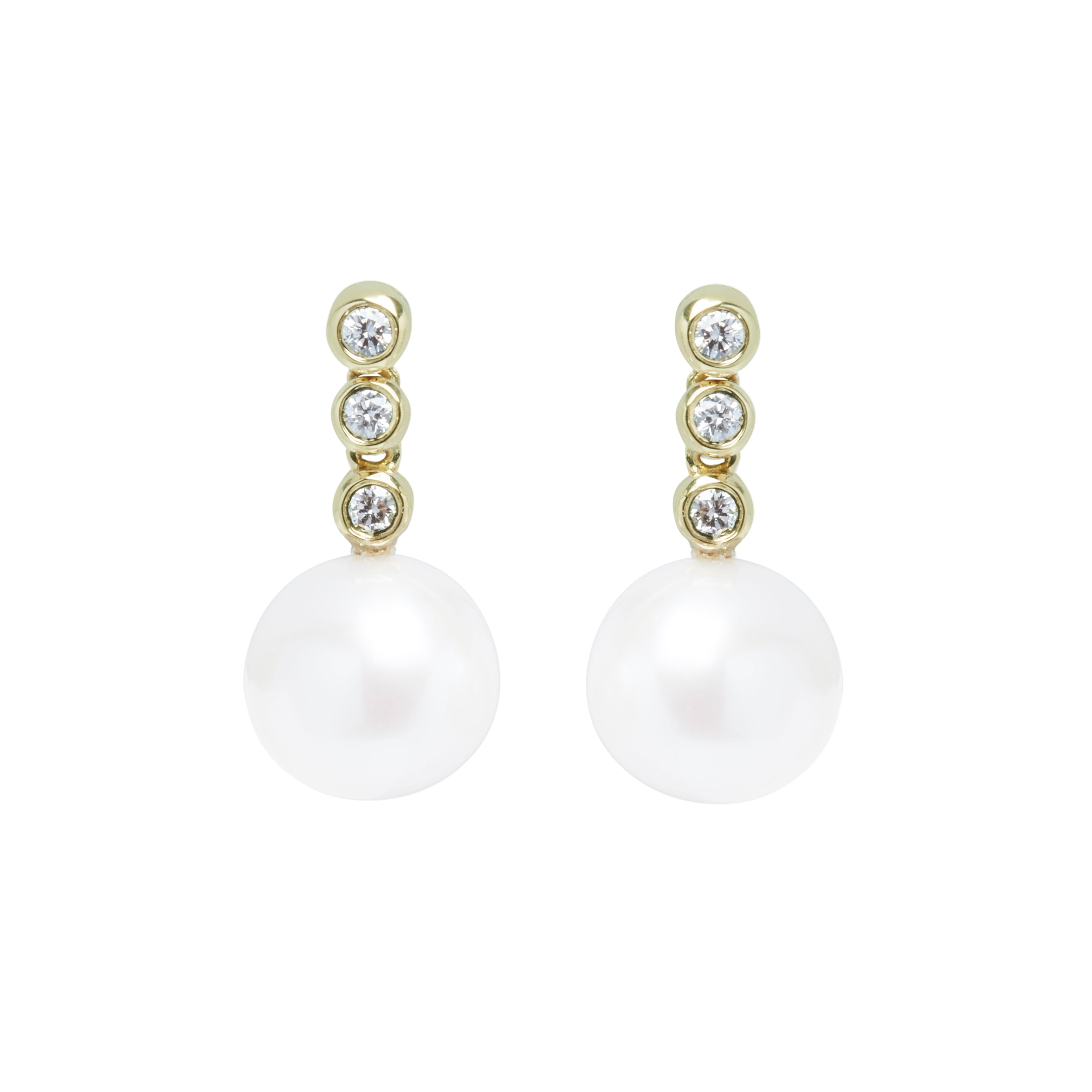 18ct Gold Pearl & Diamond Drop Earrings