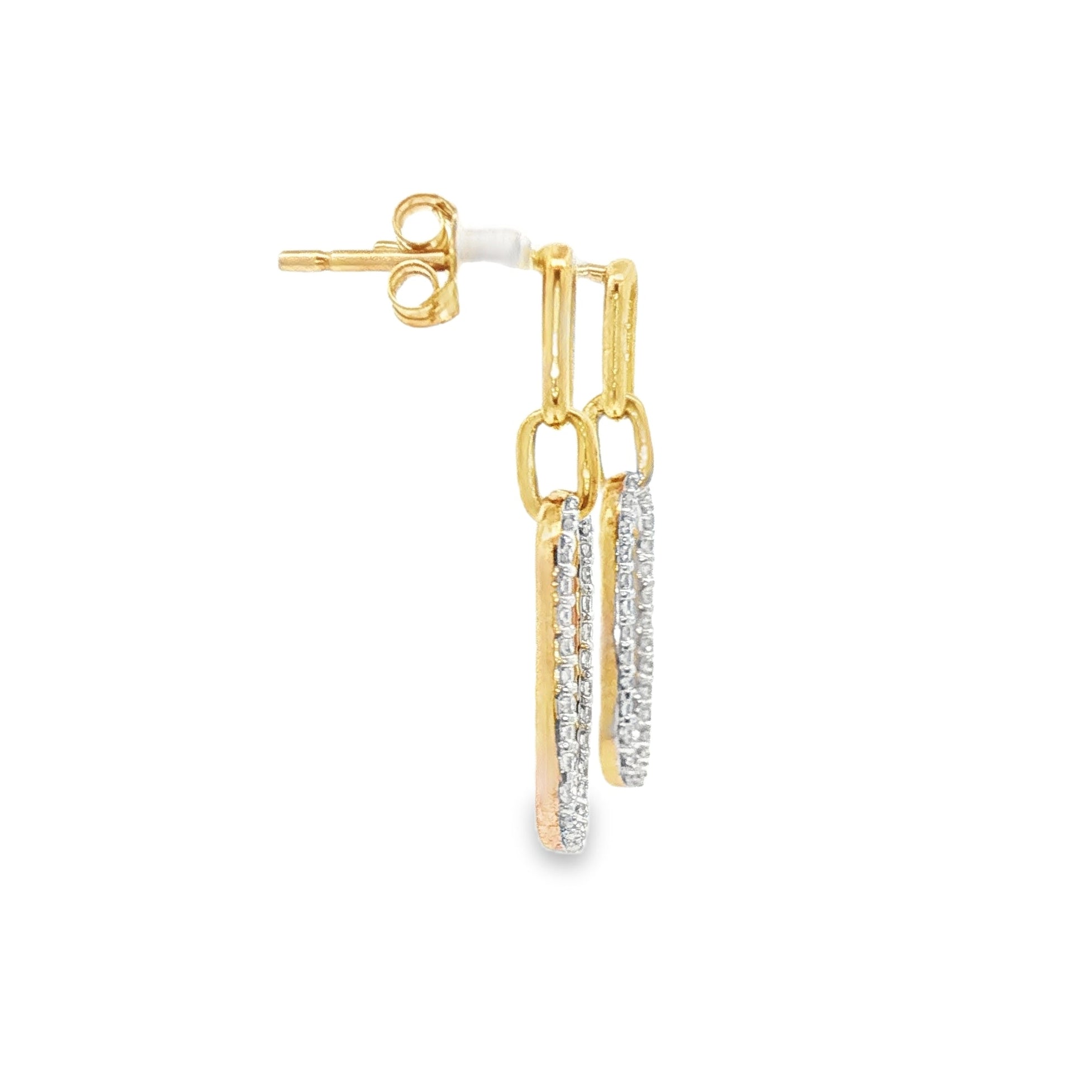 9ct Gold Diamond Rectangular Drop Earrings side