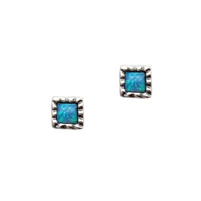 Aviv Silver Square Opal Earrings