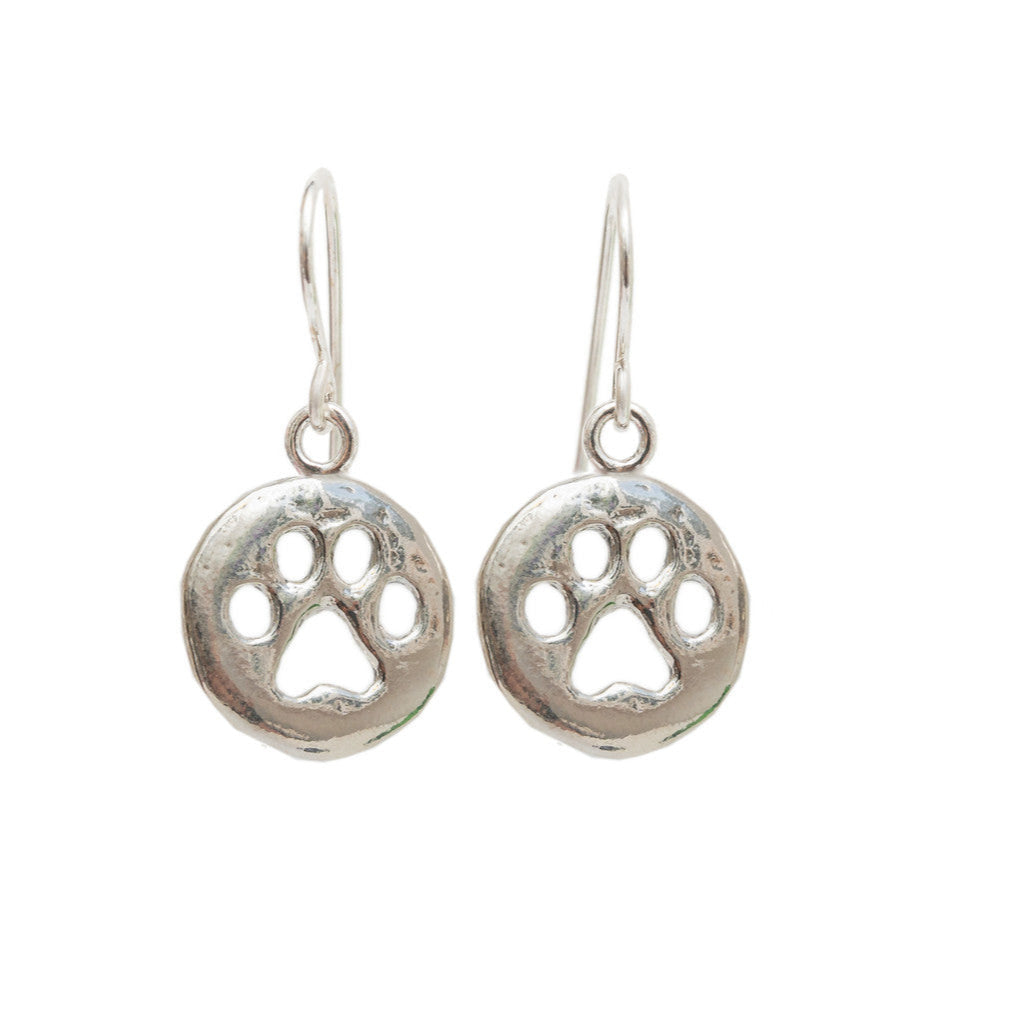 Aviv Silver Paw Print Drop Earrings