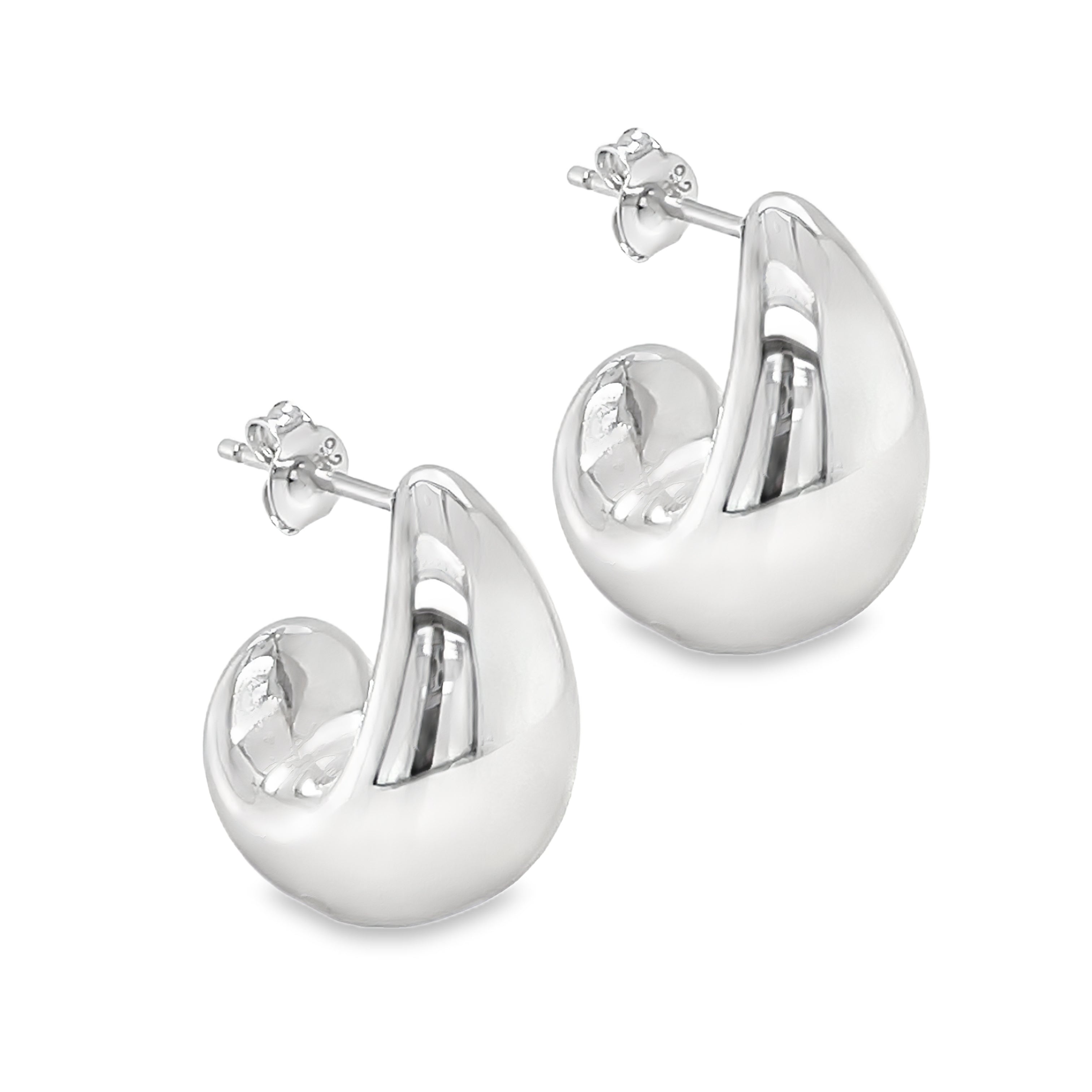 Sterling Silver Teardrop Half Hoop Earrings