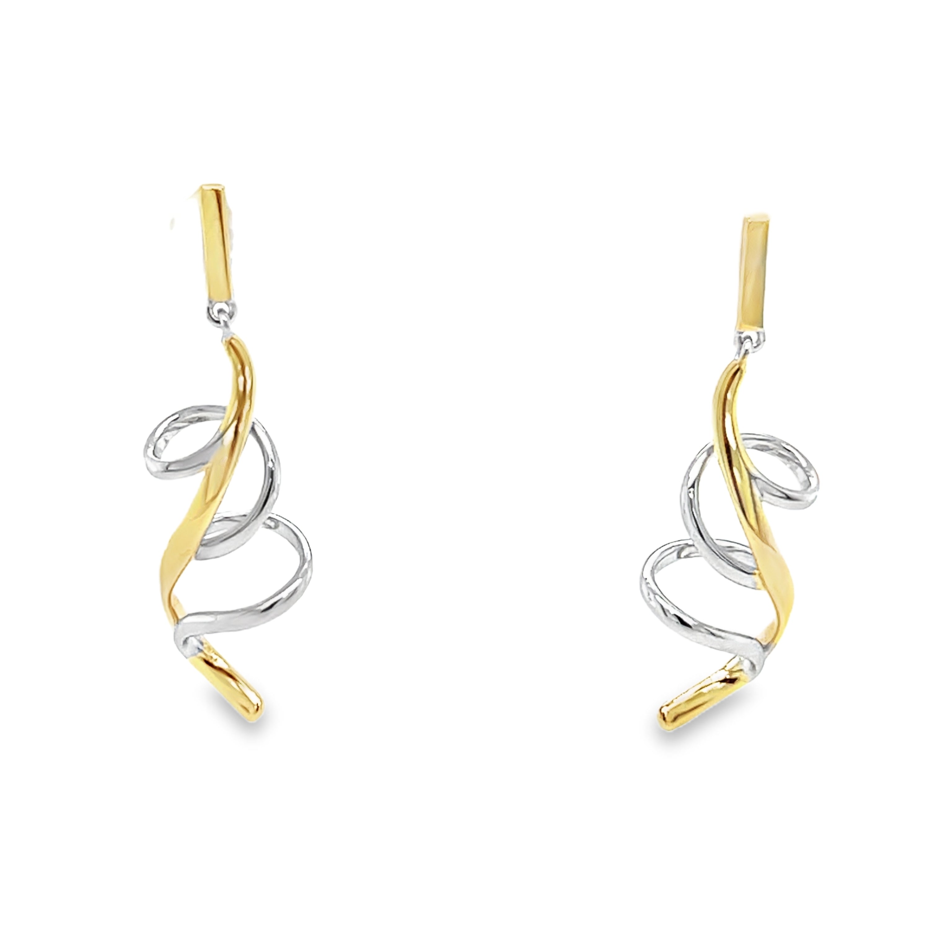 Sterling Silver 2 Colour Spiral Drop Earrings