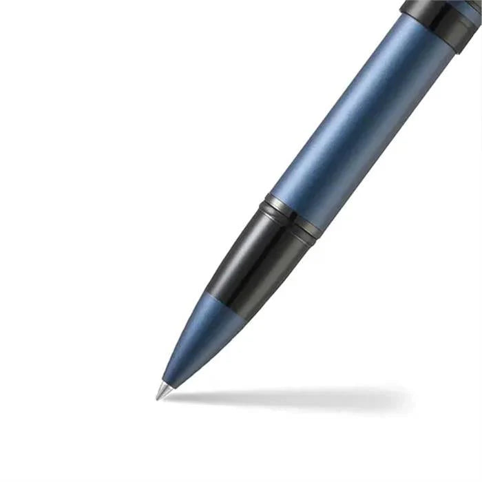 Sheaffer® Icon Matte Blue Rollerball Pen With PVD Black Trim close up