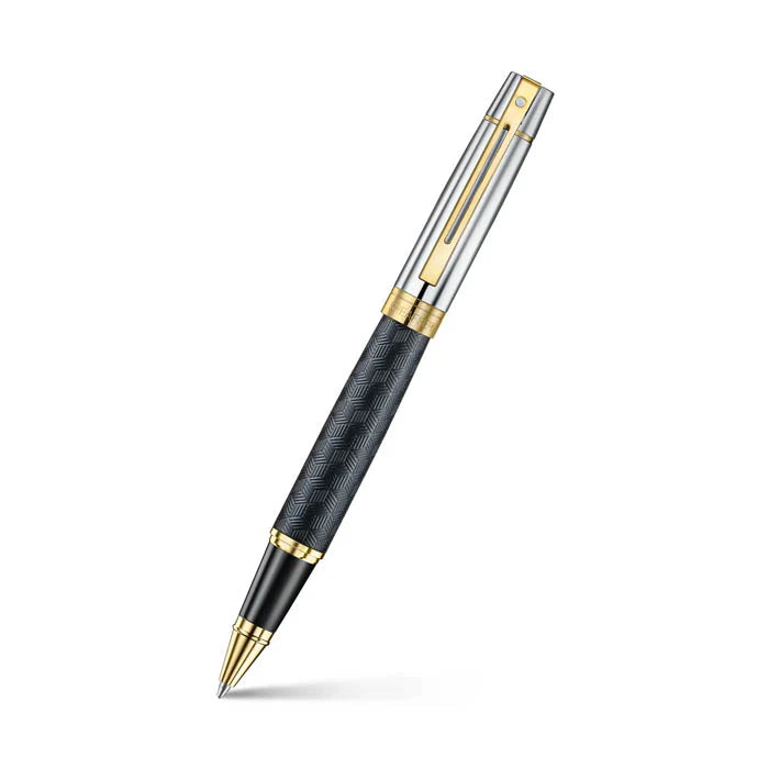 Sheaffer Series 300 Engraved Black Rollerball Pen with Chrome Cap and Gold Trims