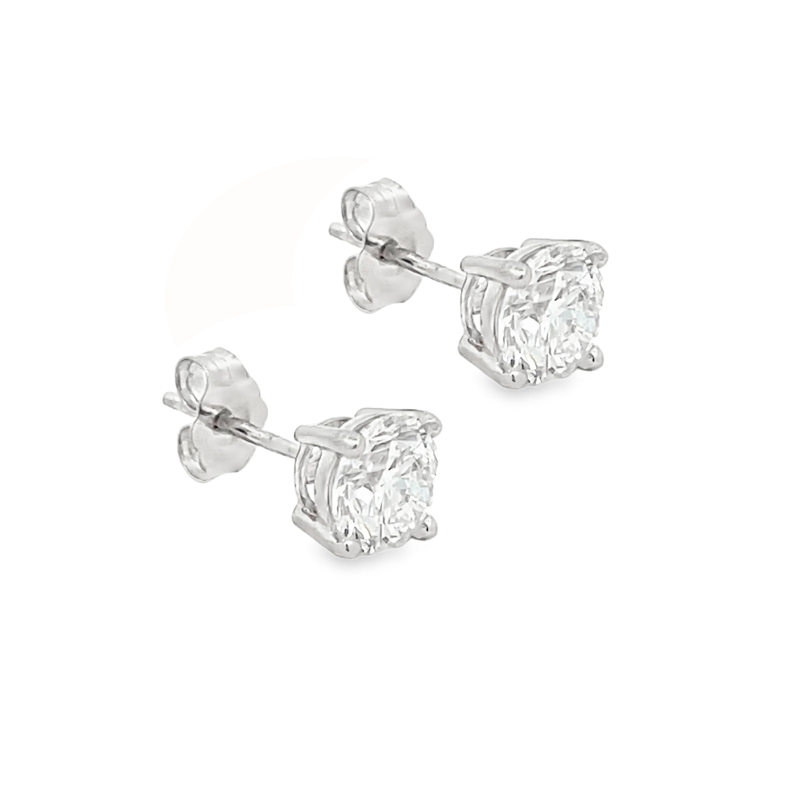 Lab Grown 2.00ct Diamond Solitaire Earrings Platinum SIDE