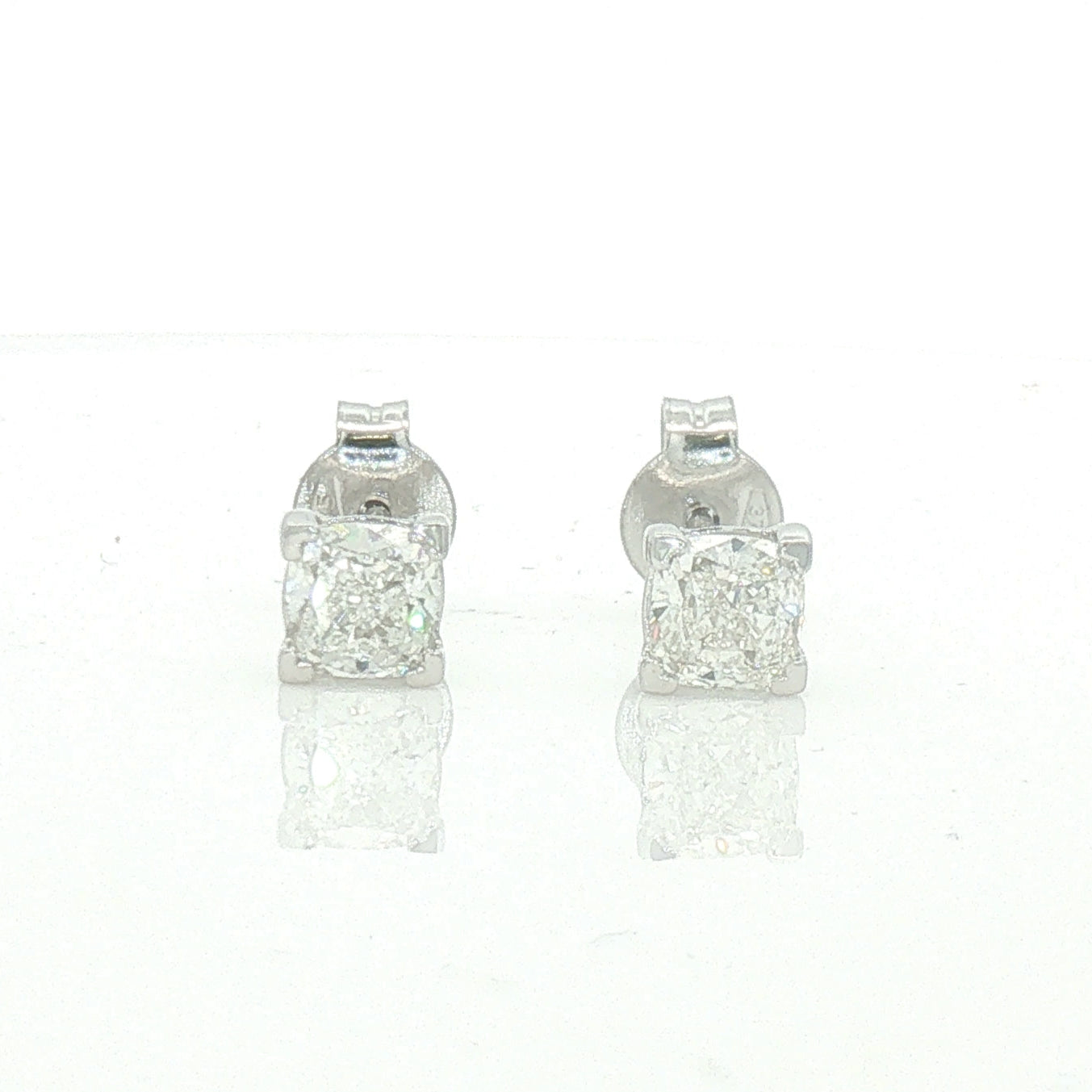 9ct White Gold Cushion Cut Diamond Earrings 1.01ct