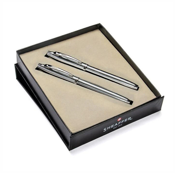 Sheaffer Series 100 Brushed Chrome Roller Ball & Fountain Pen Set