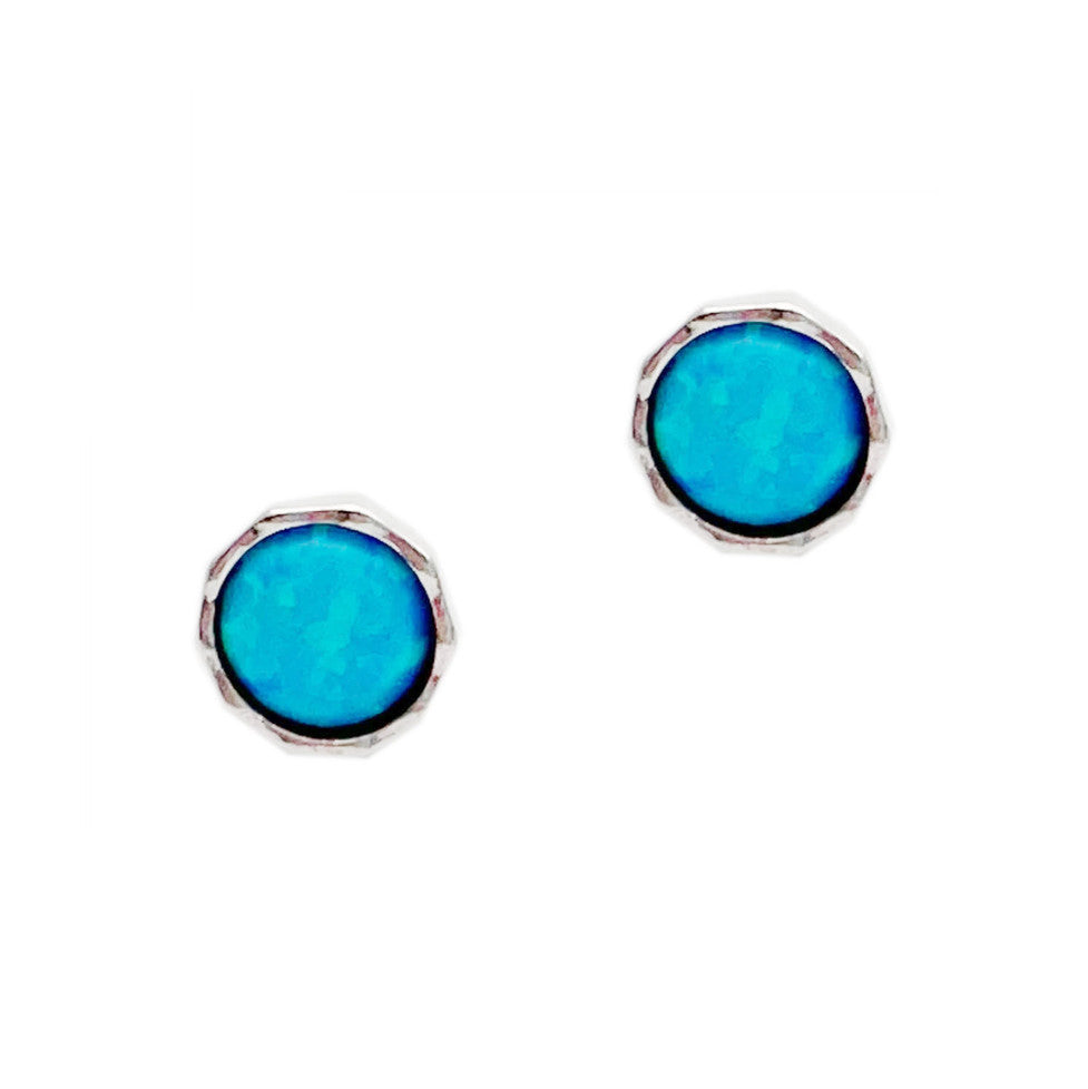 Aviv Silver 10mm Round Stud Opal Earrings
