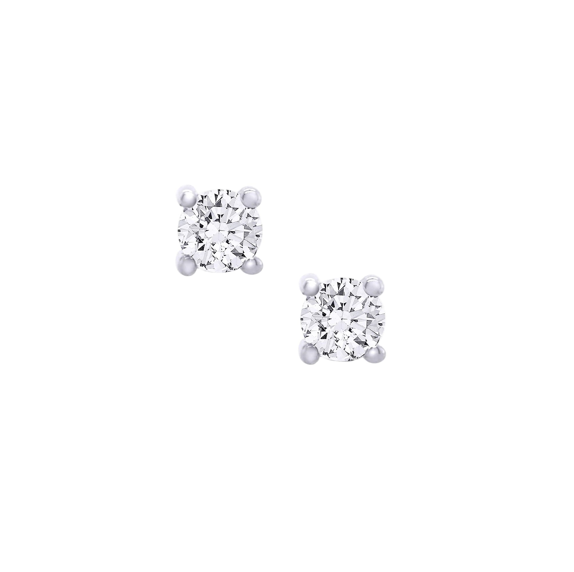 Diamond Solitaire Stud Earrings 9ct White Gold 0.50ct
