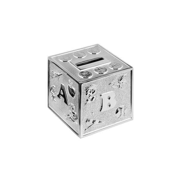 Silver Plated ABC Cube Money Box 2815