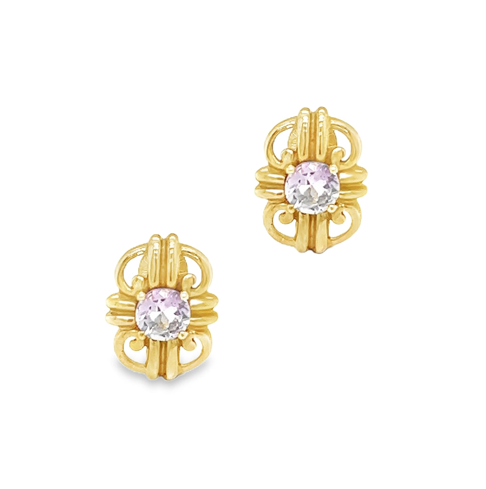 9ct Yellow Gold Amethyst Fancy Stud Earrings
