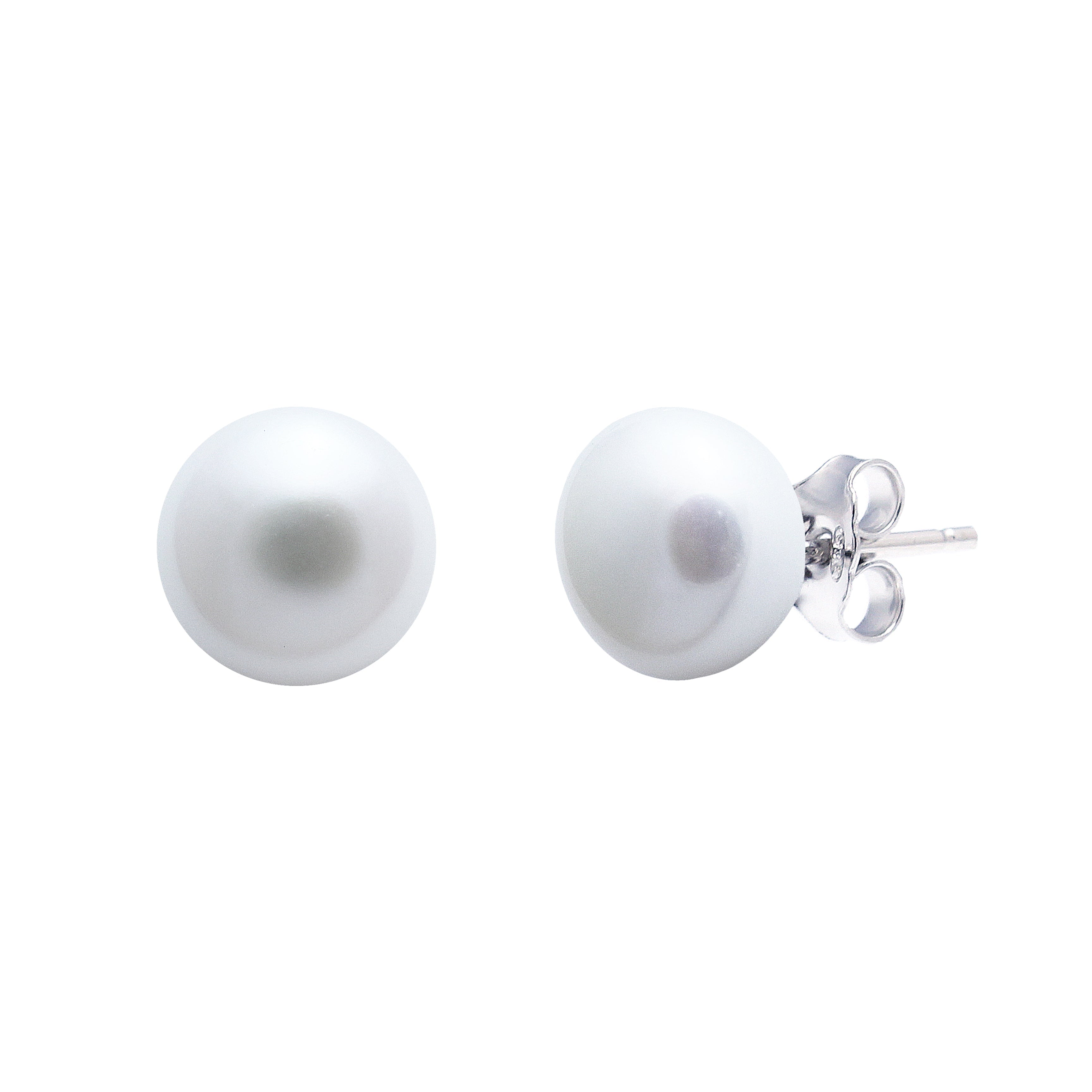 Sterling Silver Button River Pearl 7mm Stud Earrings