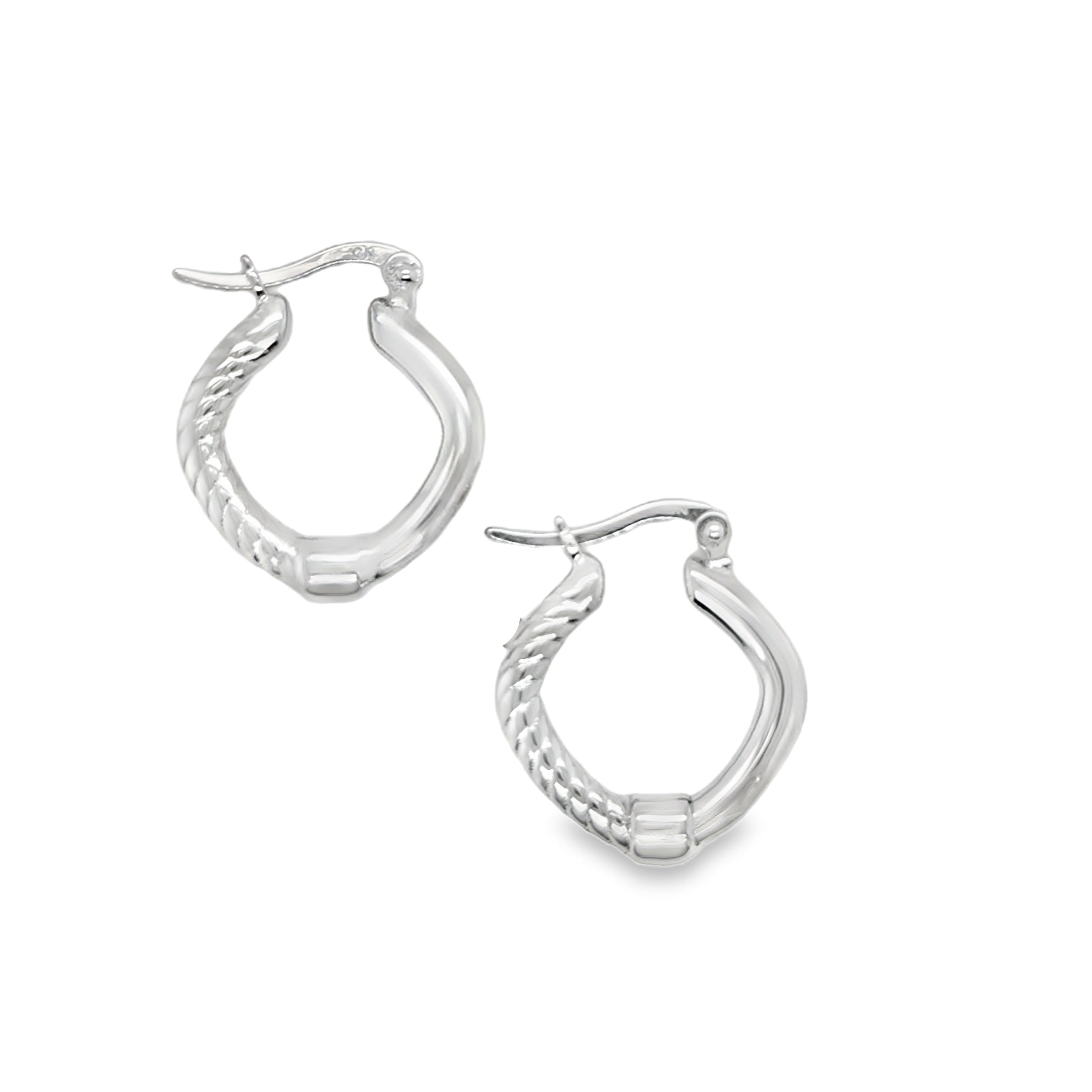 Sterling Silver Polished/Patterned Hoop Earrings