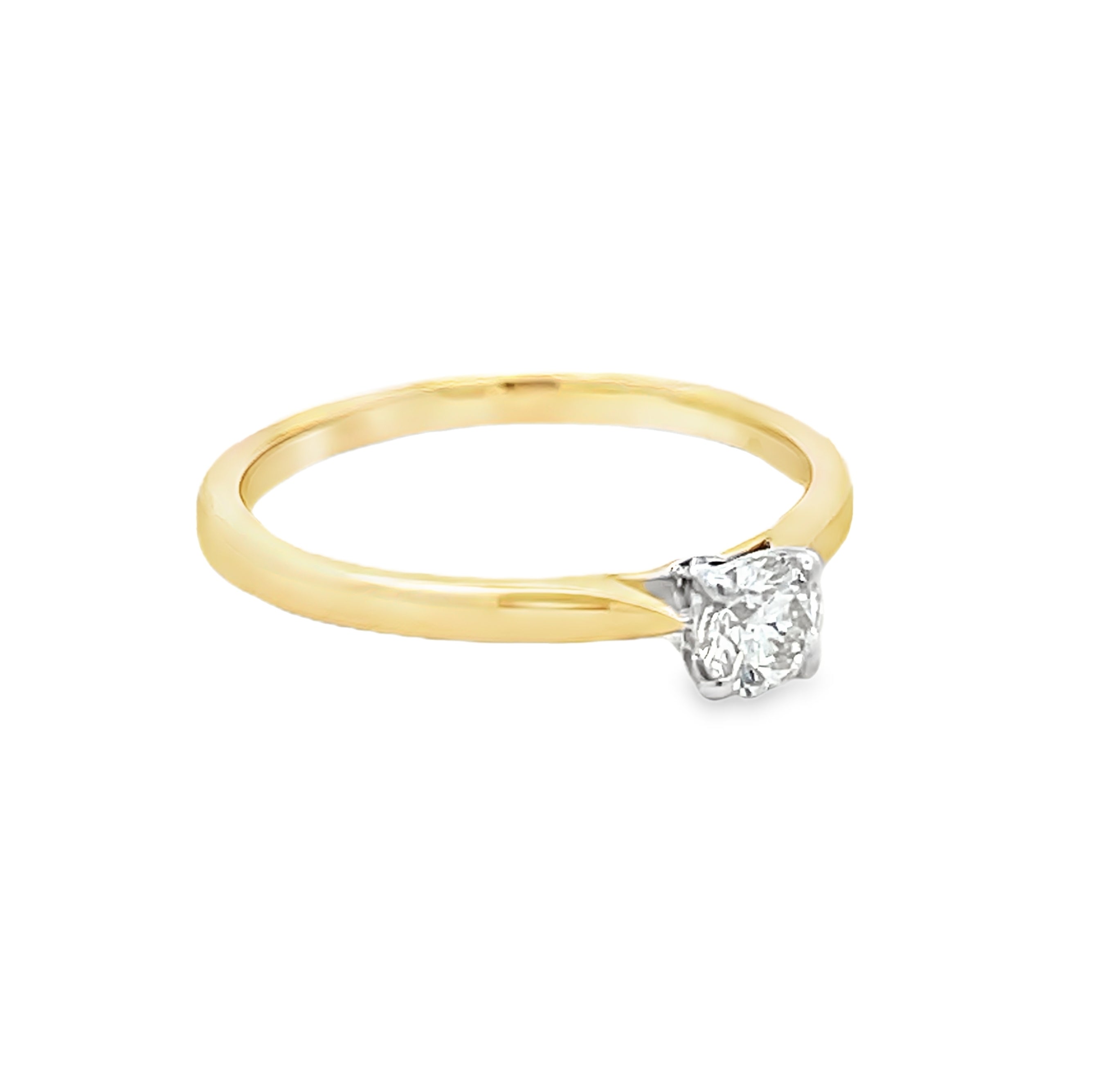 9ct Yellow Gold Solitaire Diamond Engagement Ring 0.27ct side
