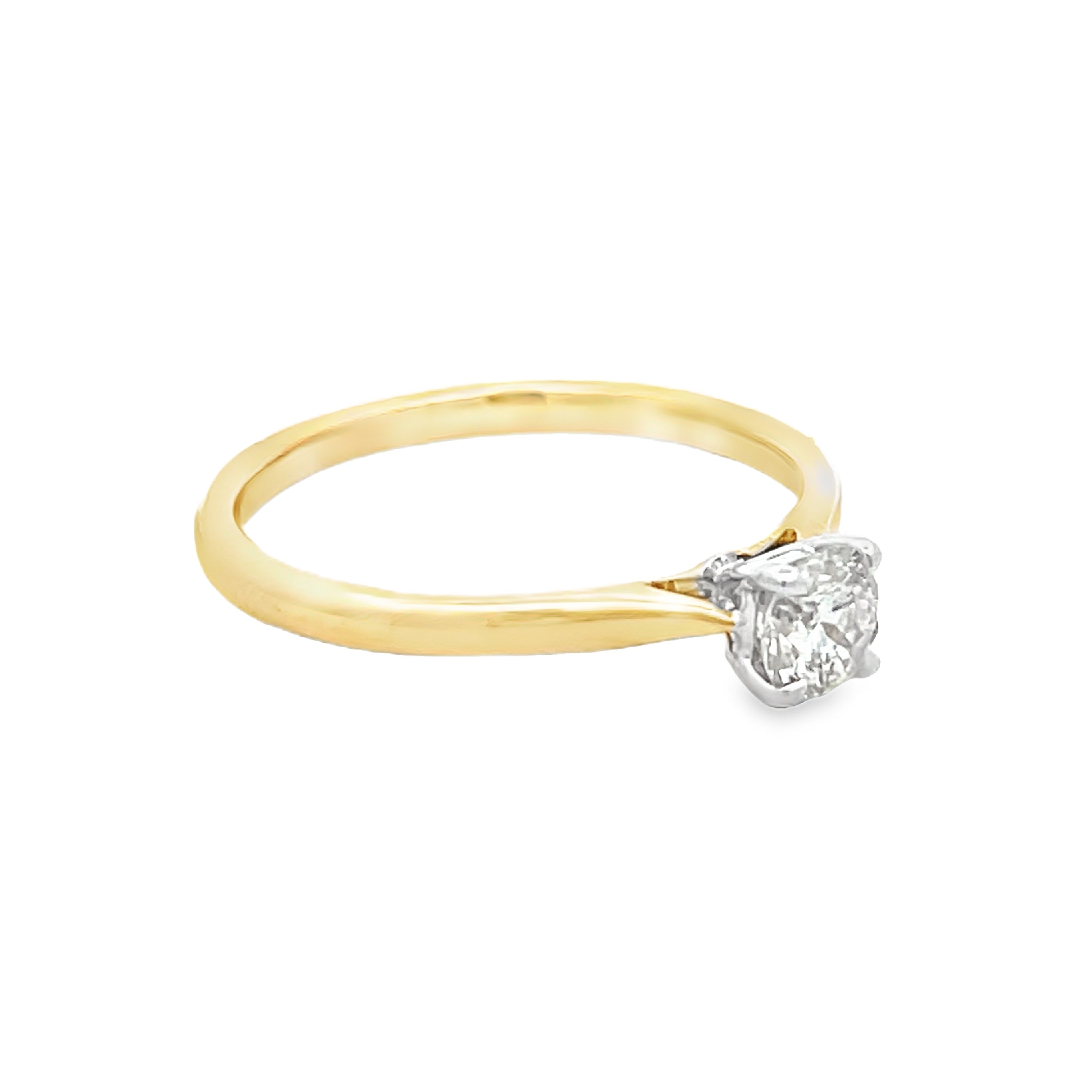 9ct Yellow Gold Solitaire Diamond Engagement Ring 0.36ct SIDE