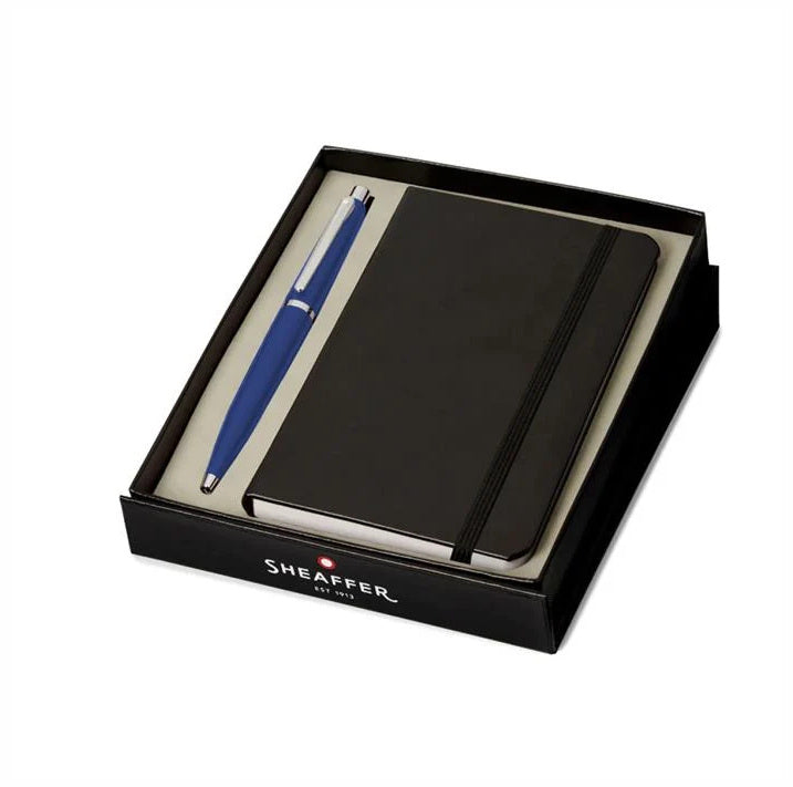 Sheaffer VFM Glossy Neon Blue Ballpoint Pen & Notebook Set