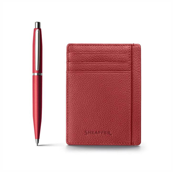 Sheaffer VFM Excessive Red Ballpoint Pen & Red Card Case