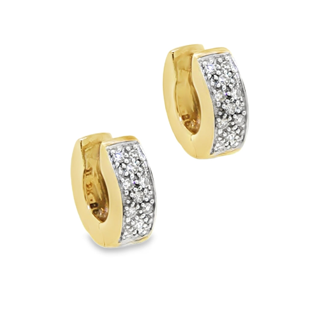 9ct Yellow Gold Diamond Huggy Earrings