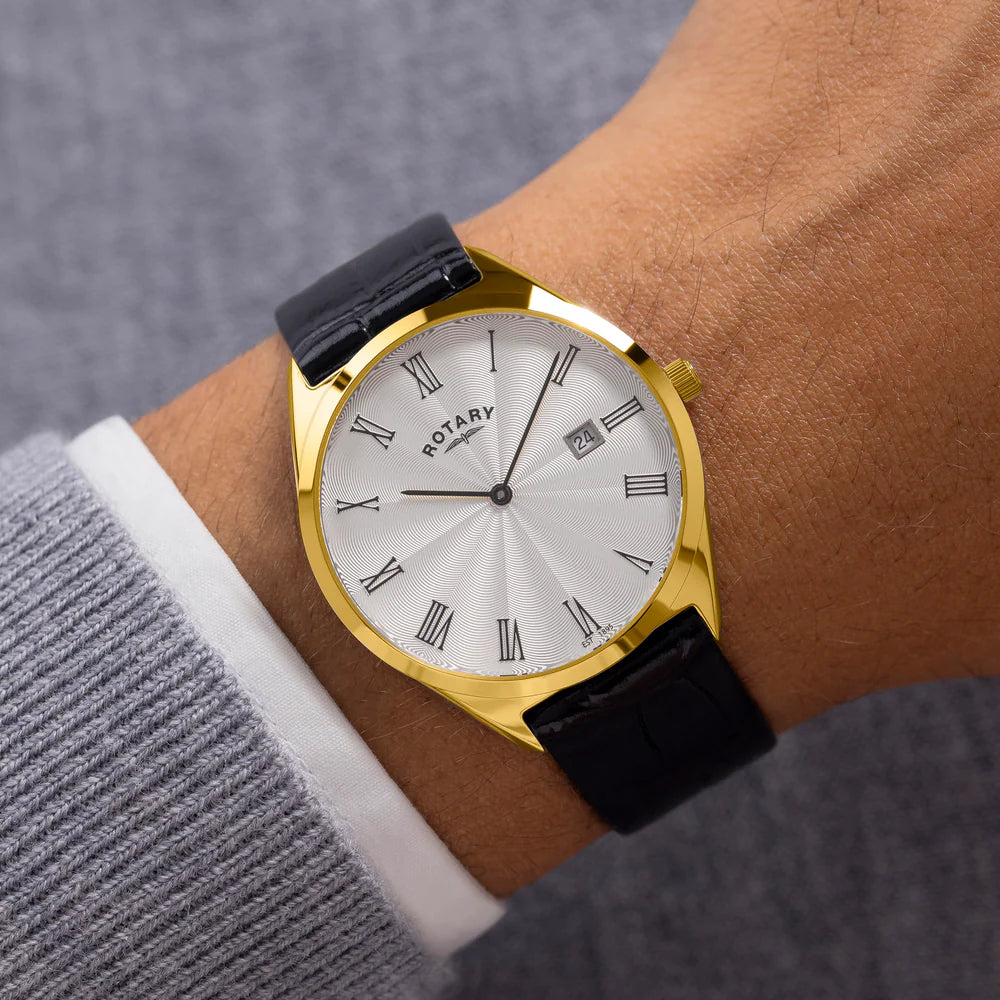 Rotary Ultra Thin Men's Leather Strap Watch GS08013/01 model