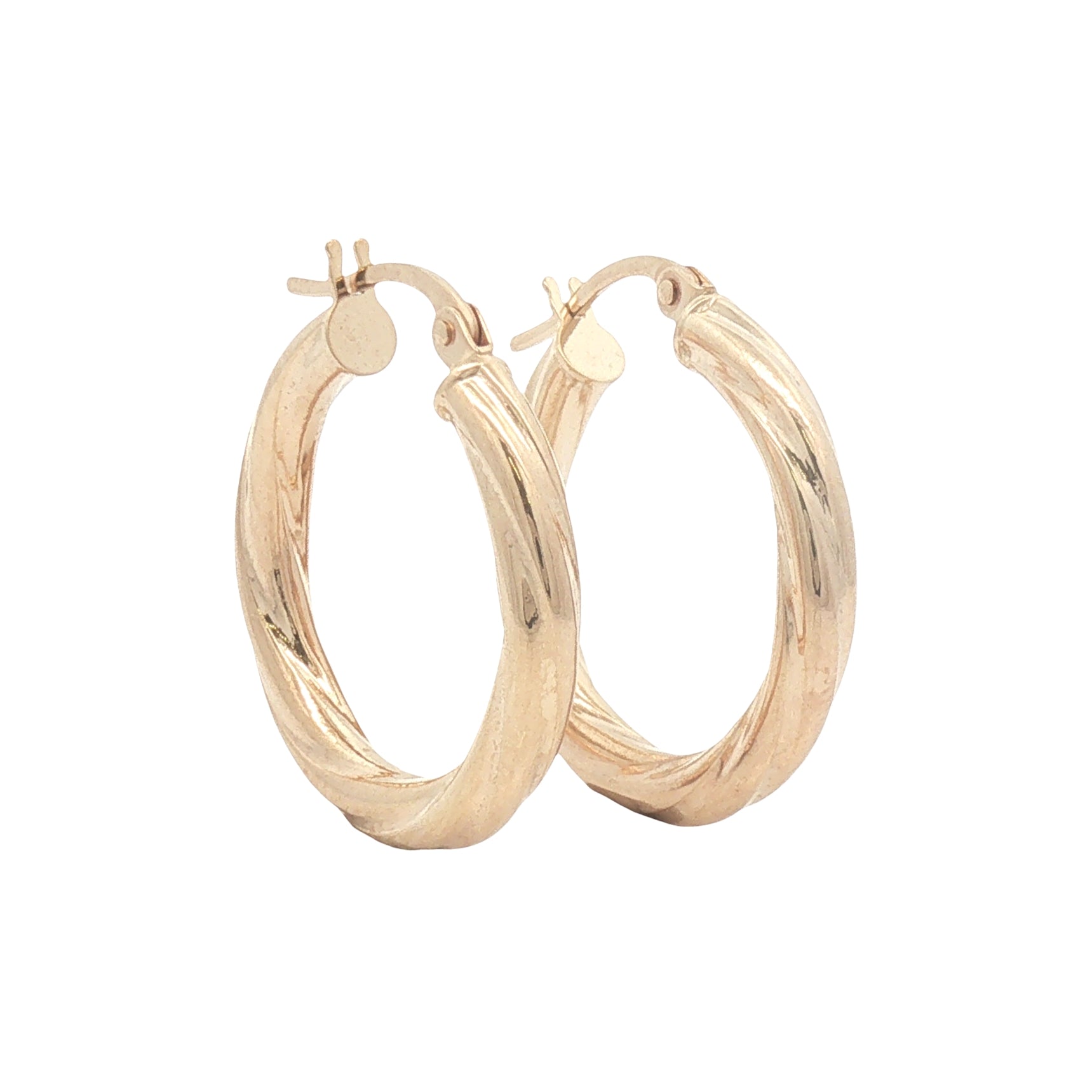 9ct Gold 20mm Light Twist Hoop Earrings